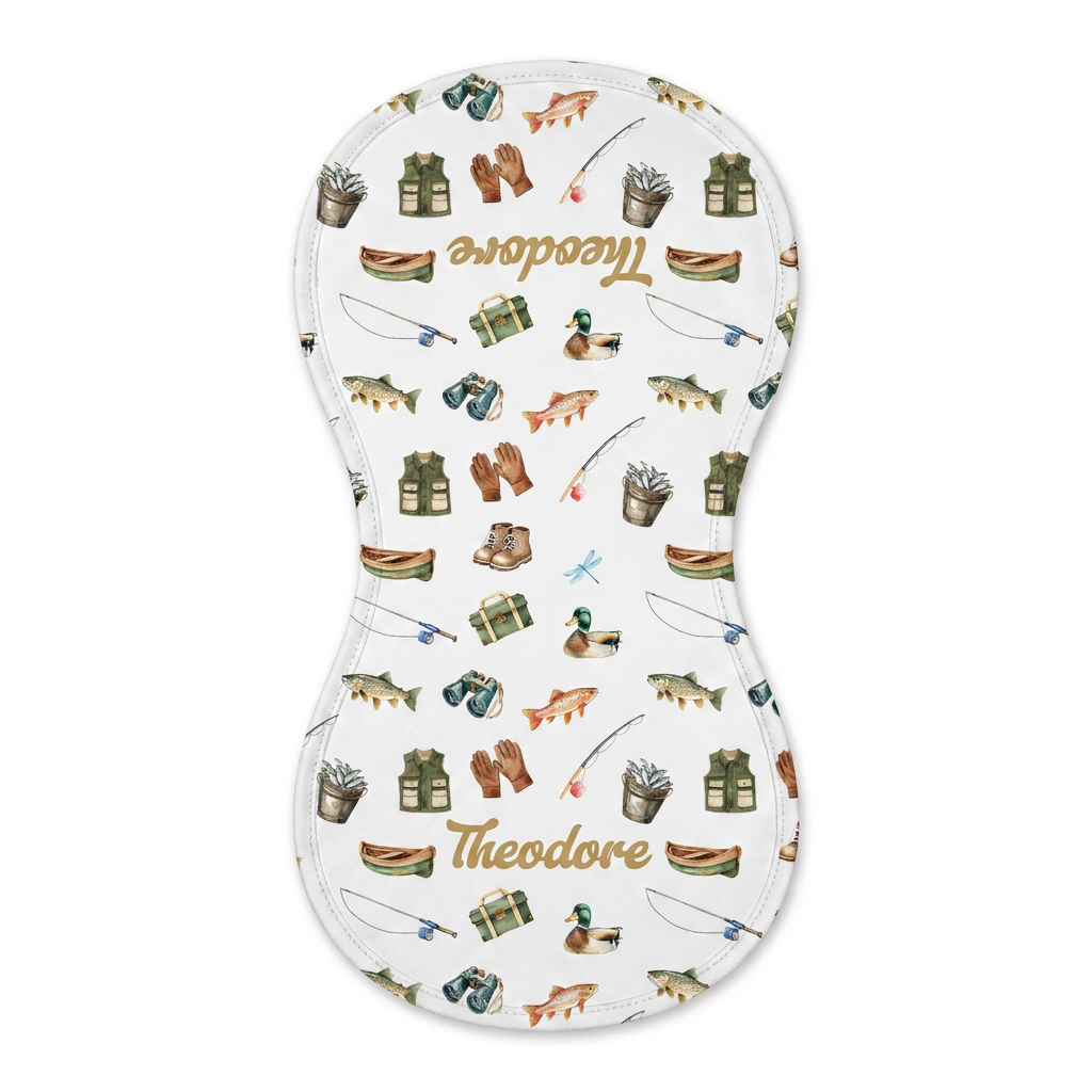 Personalized Bib and Burp Cloths in Fishing Buddy