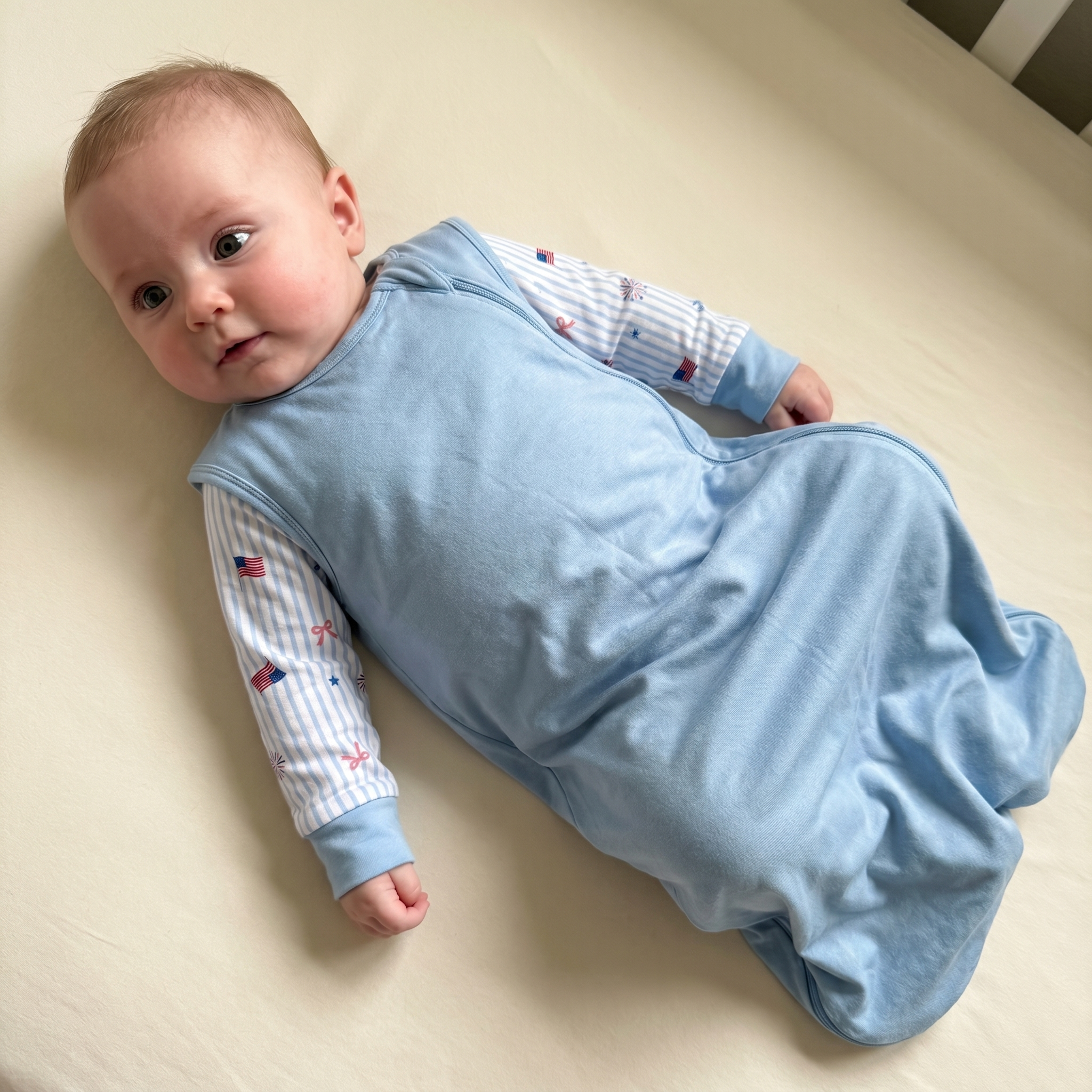 Embroidered Sleep Bag in Blue 0.5 TOG