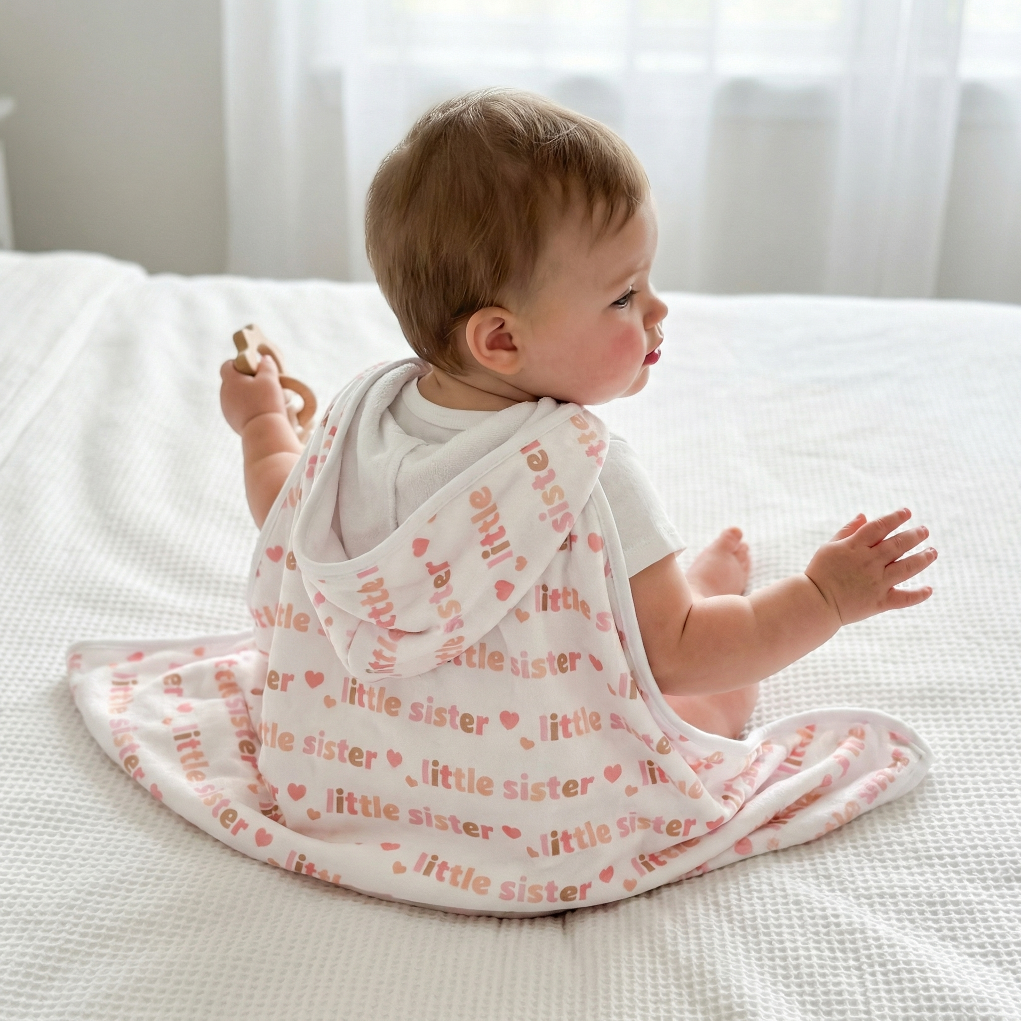 Baby Hooded Towel in Little Sister