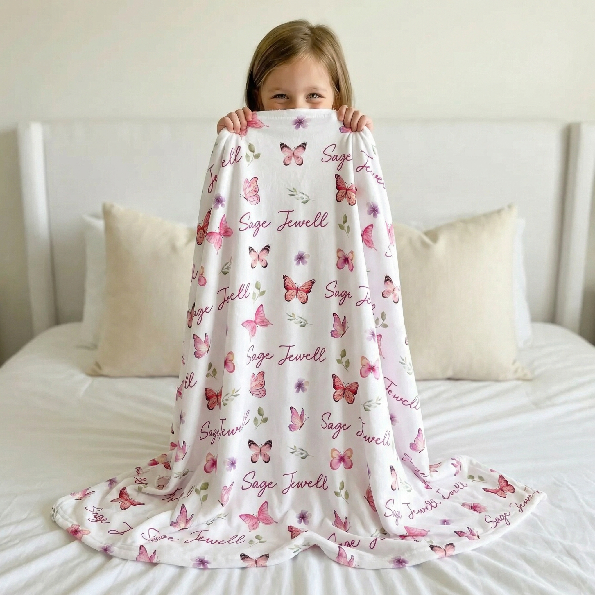 Personalized Blanket in Pink Butterfly