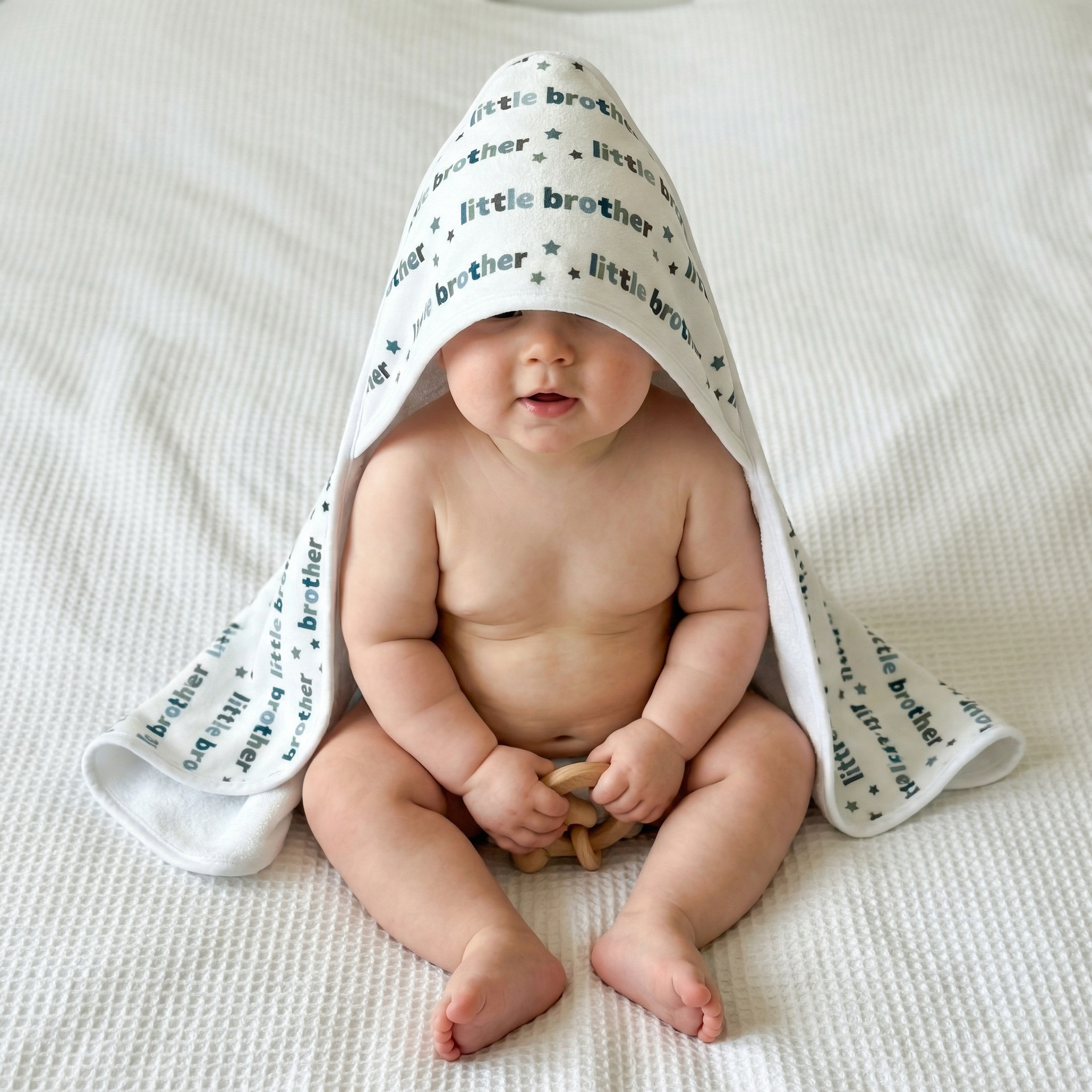 Baby Hooded Towel in Little Brother