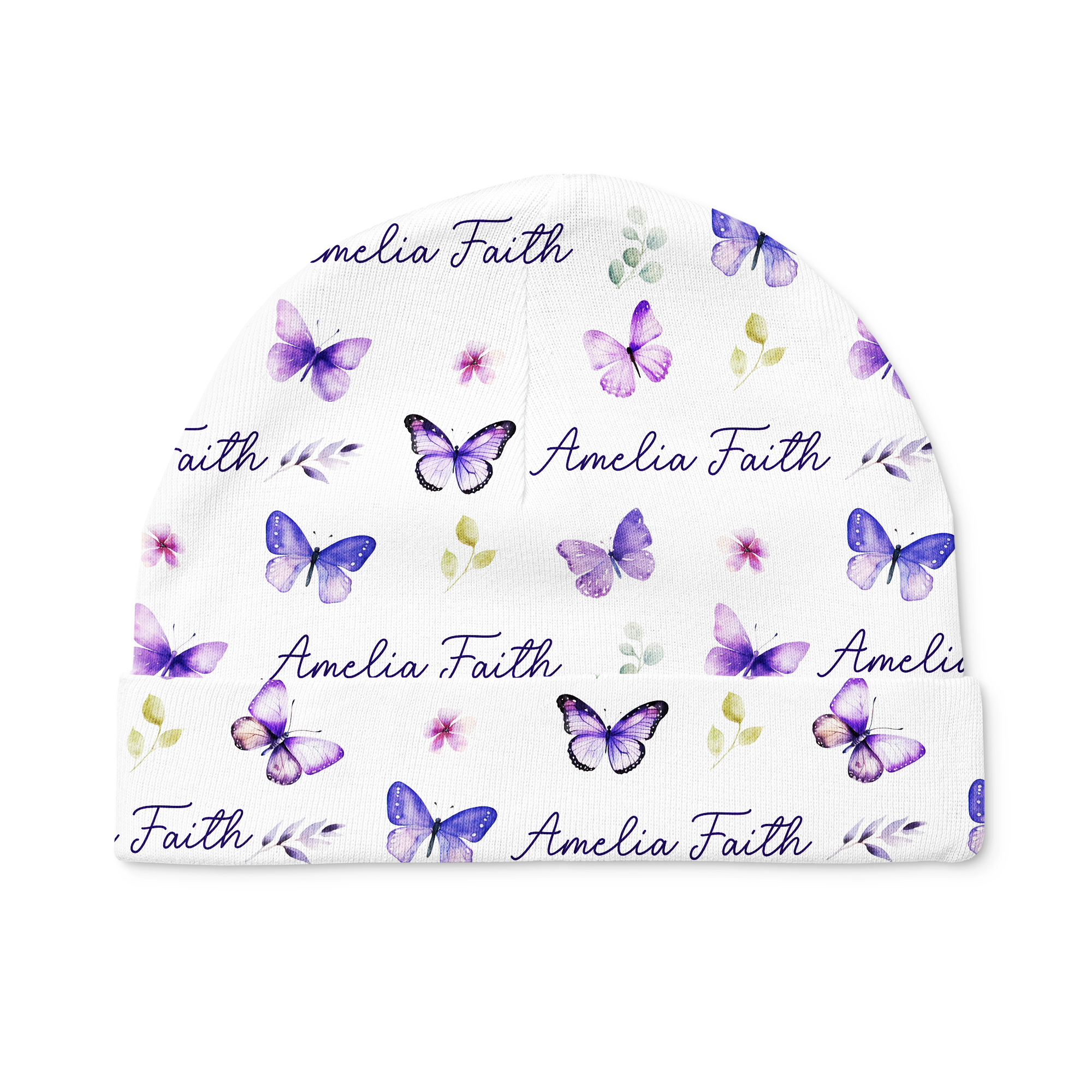 Personalized Beanie in Purple Butterfly