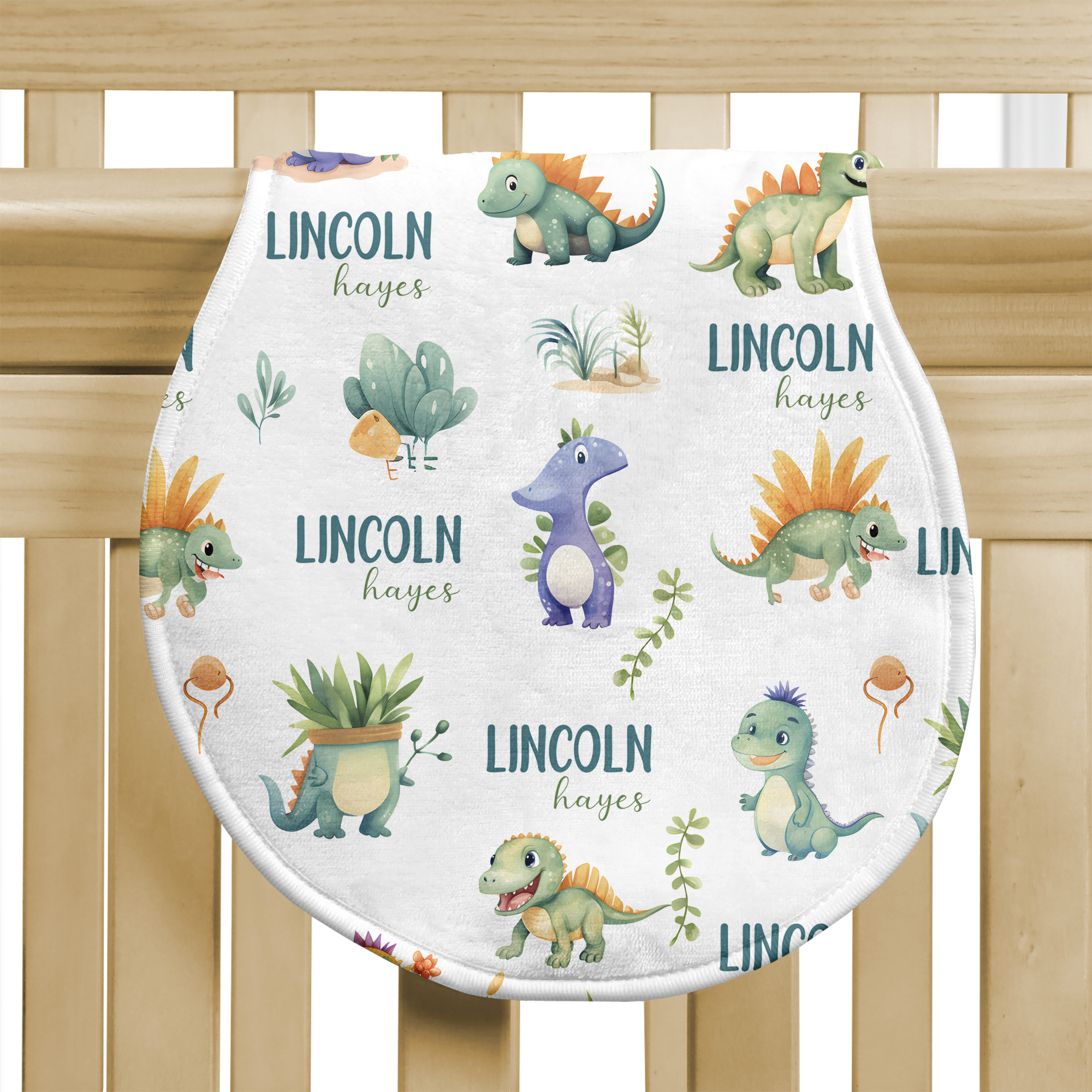 Personalized Bib and Burp Cloth Set in Dinosaur Boy