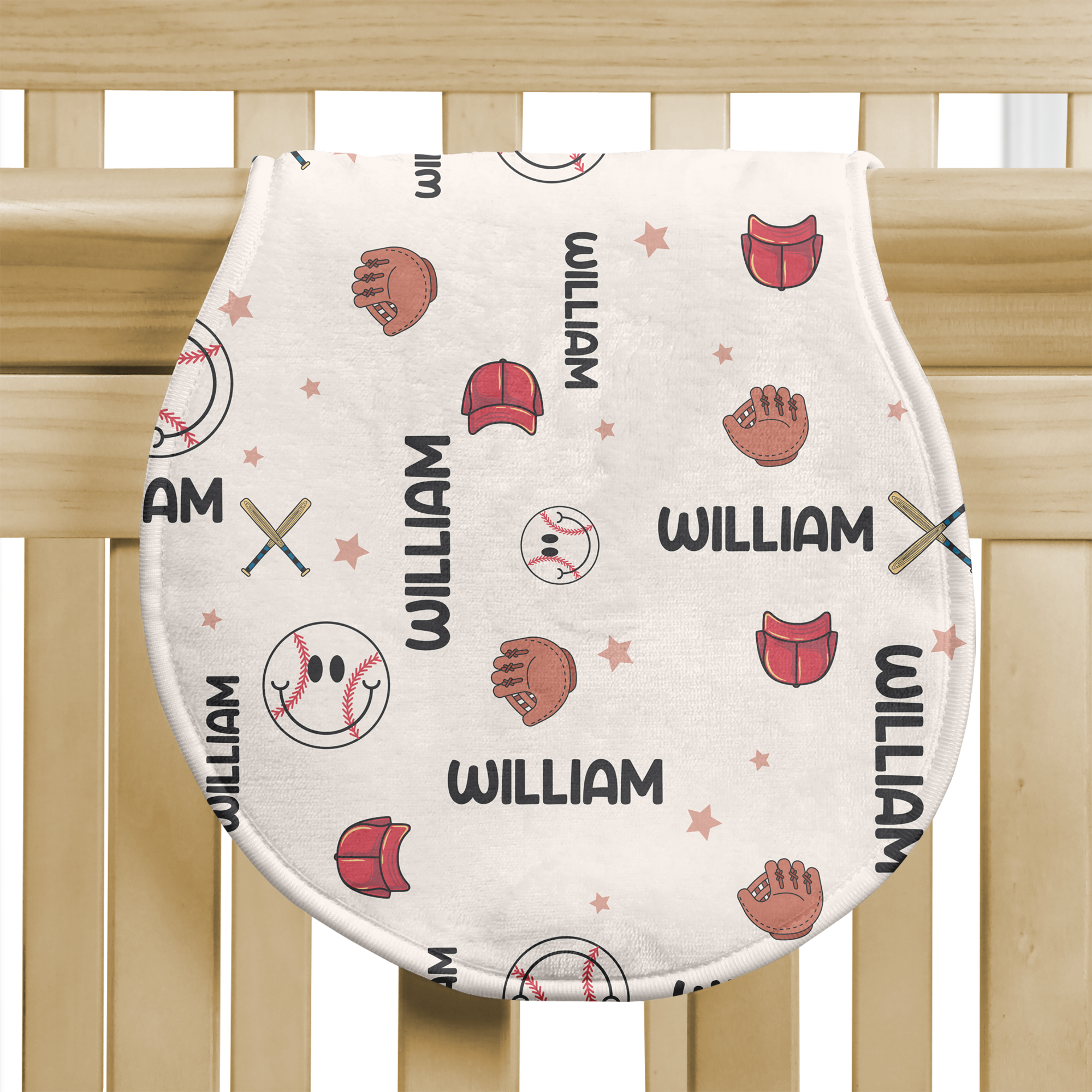 Personalized Bib and Burp Cloth Set in Baseball