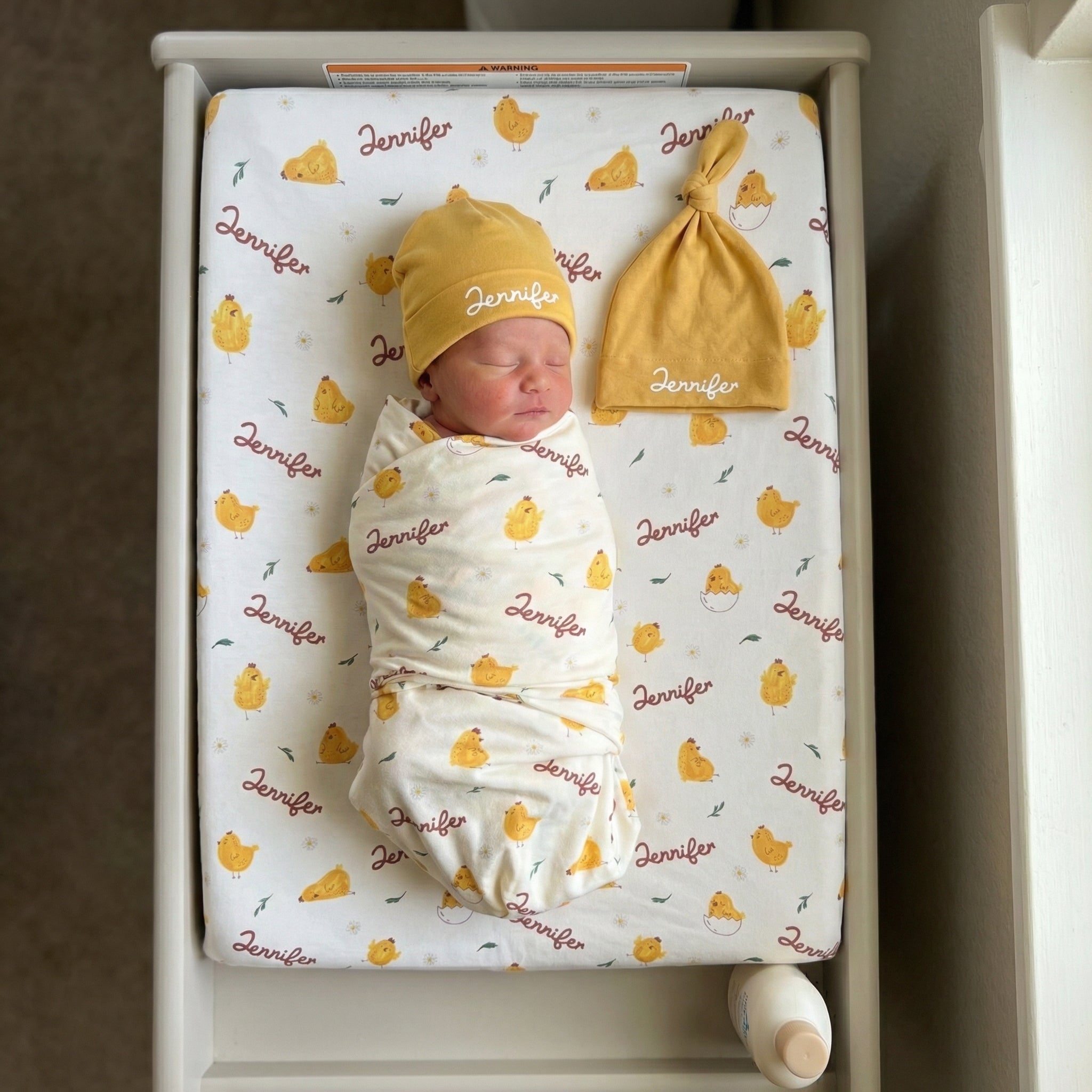 Personalized Changing Pad Cover in Little Chick
