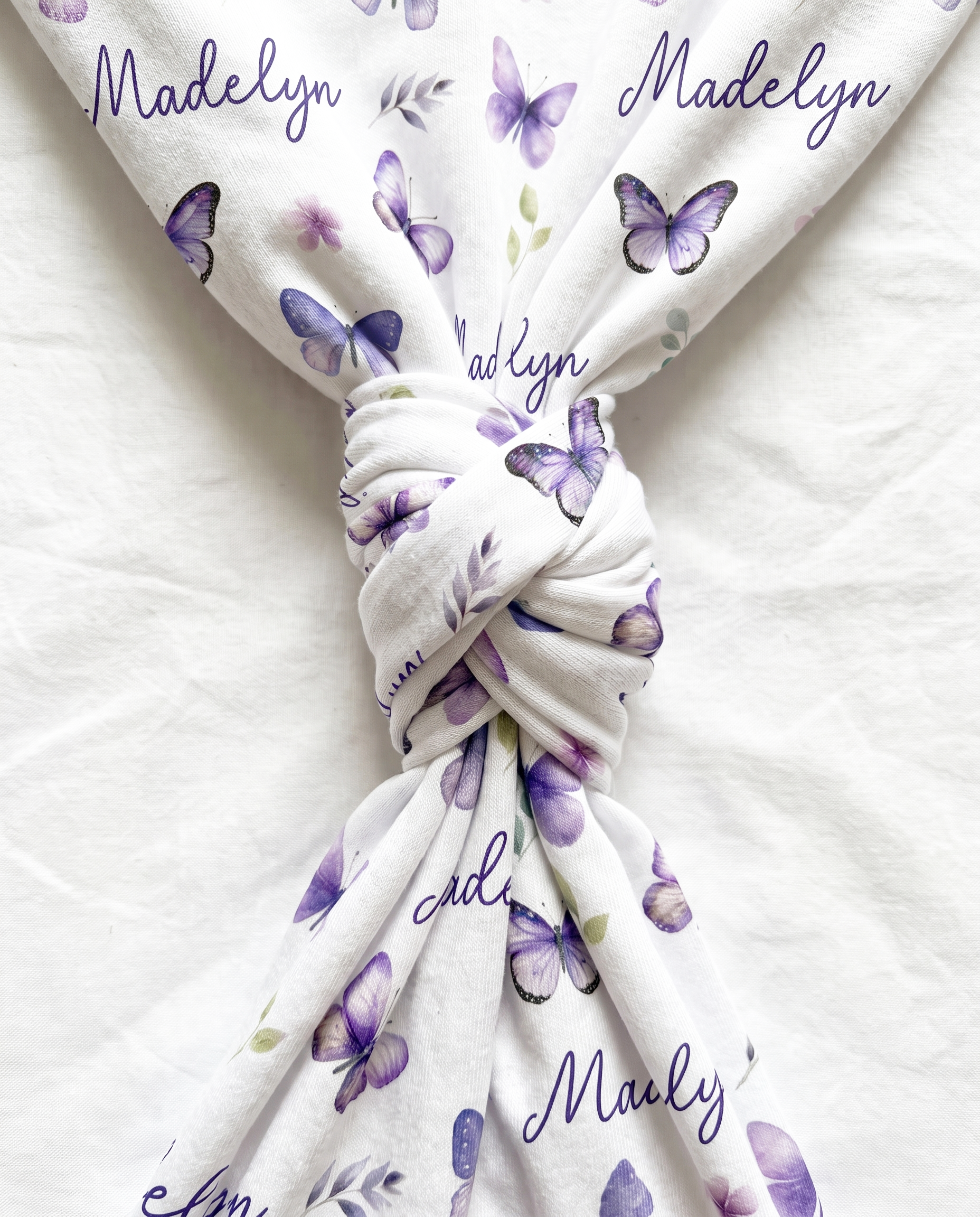 Personalized Swaddle in Purple Butterfly
