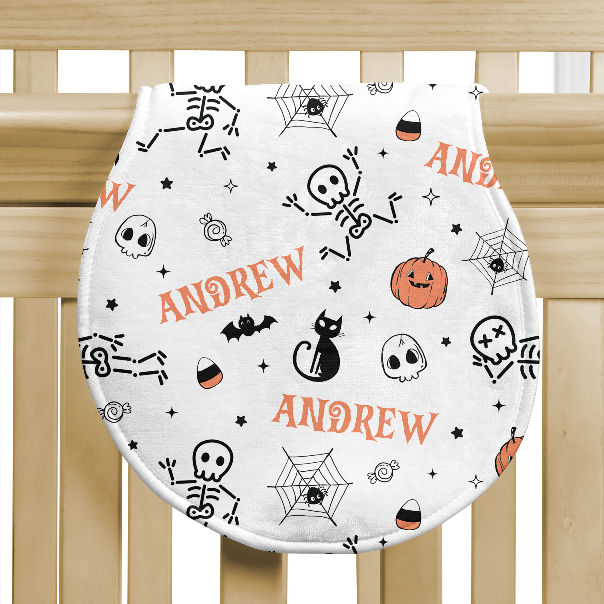 Personalized Bib and Burp Cloth Set in Bony Boo