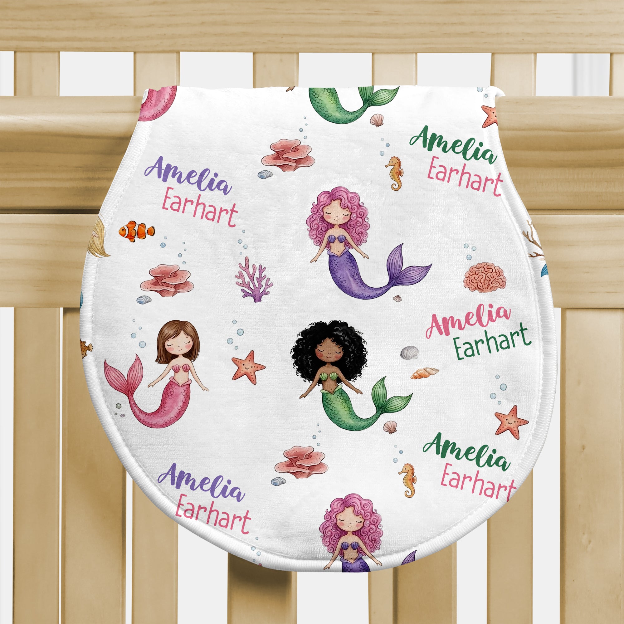 Personalized Bib and Burp Cloth Set in Little Mermaid