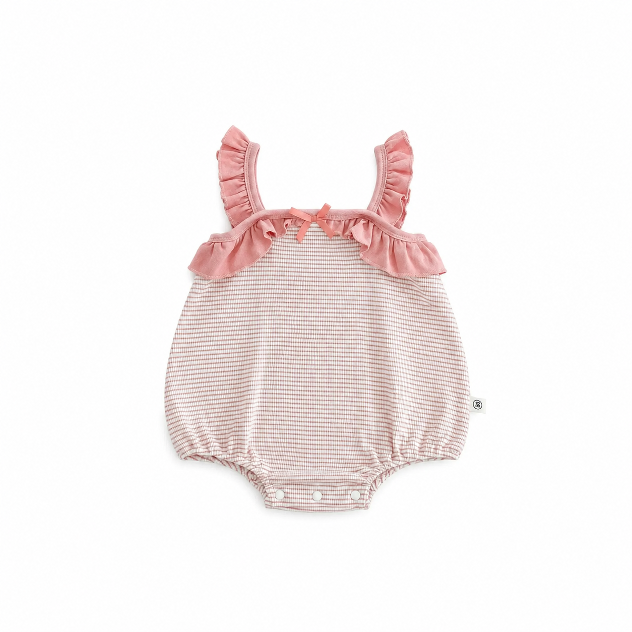 Sleeveless Stripes Ruffle Romper in Pink