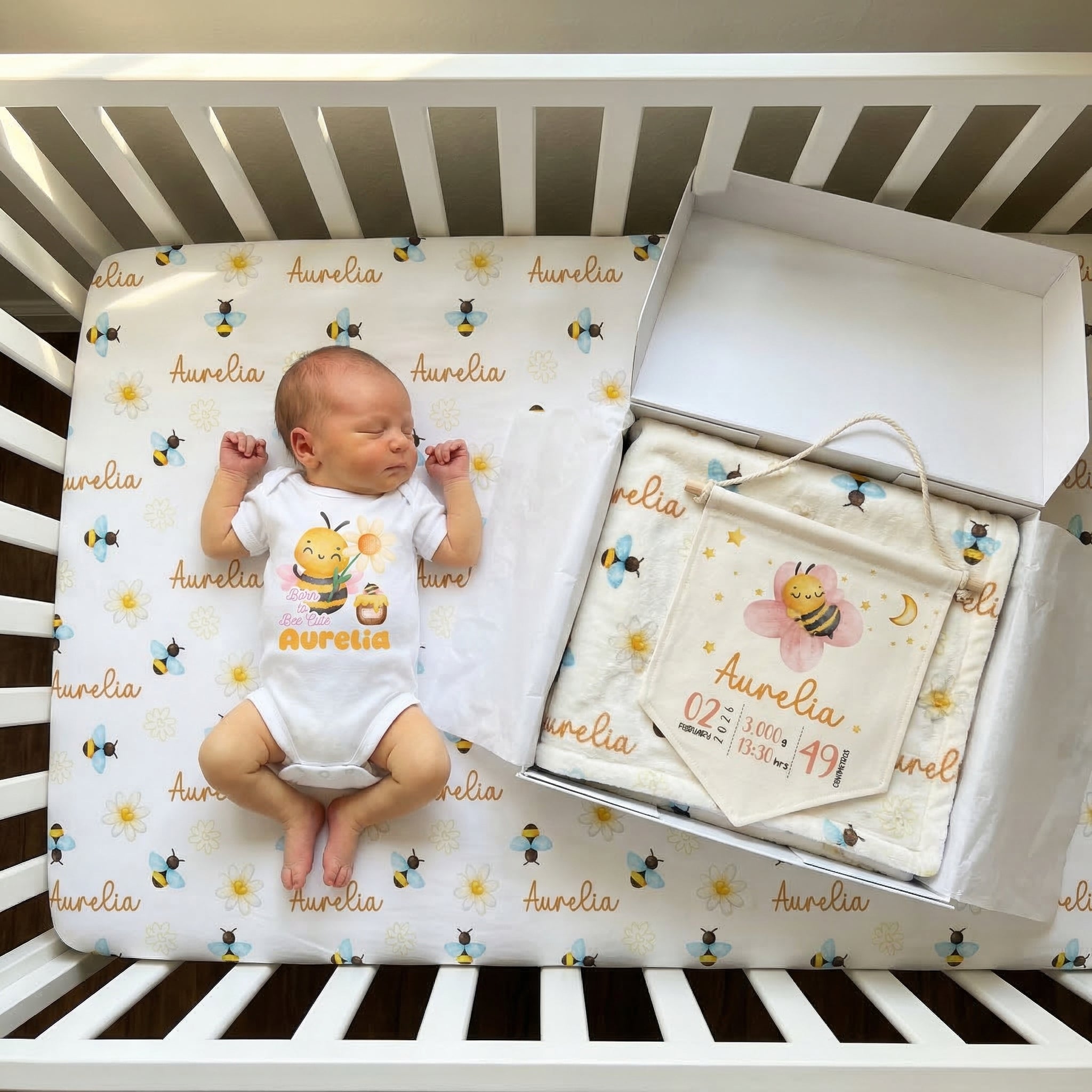 Personalized Crib Sheet in BeeBee