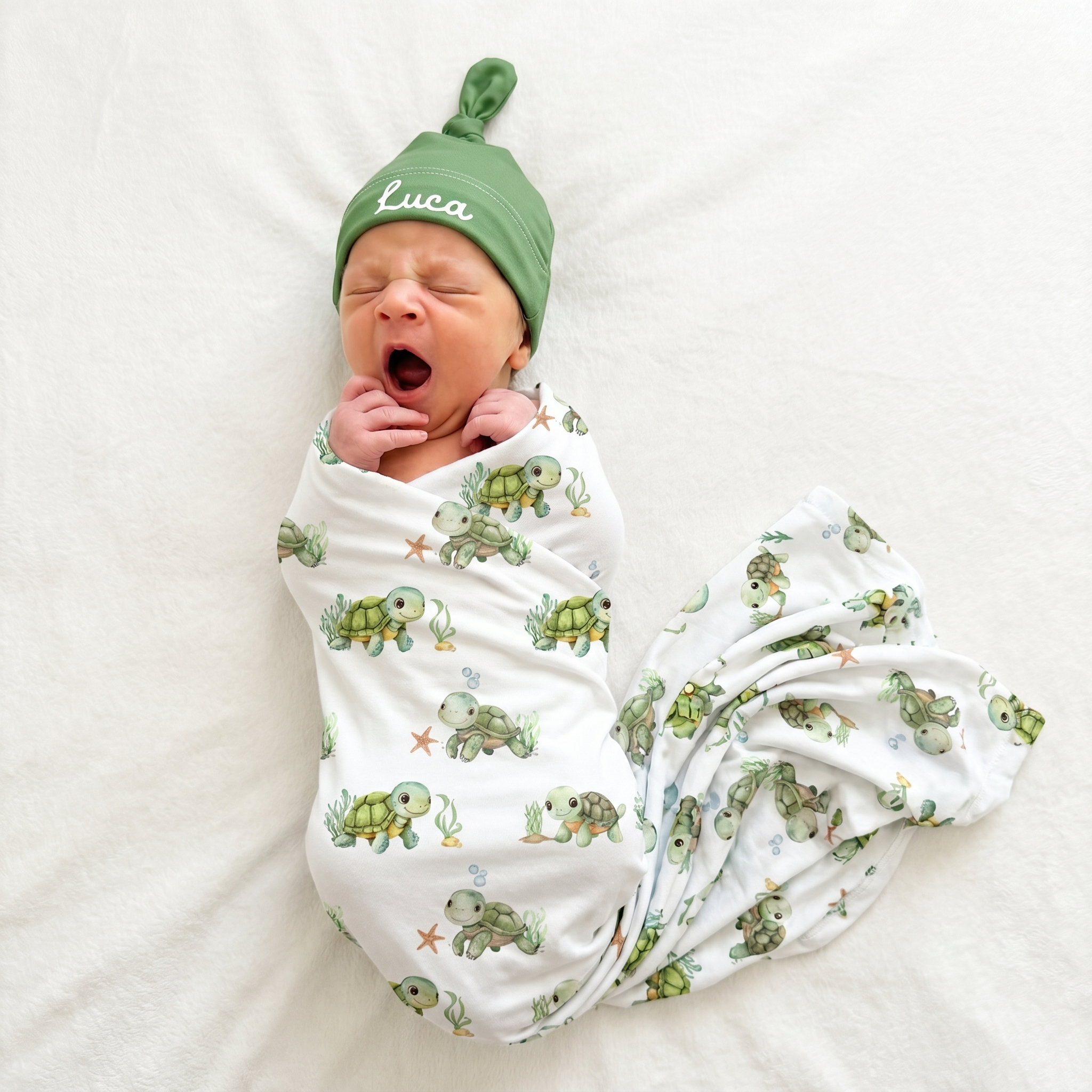 Personalized Swaddle in Sea Turtle