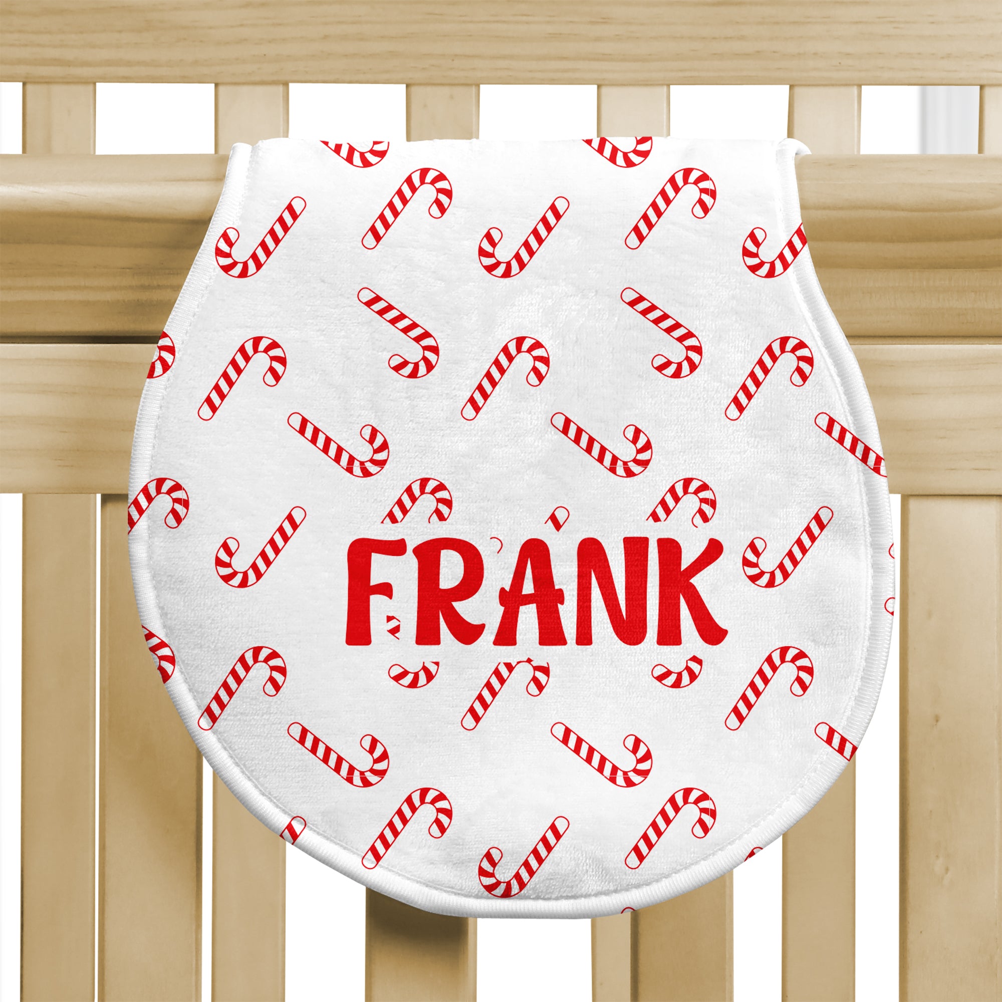 Personalized Bib and Burp Cloth Set in Candy Cane