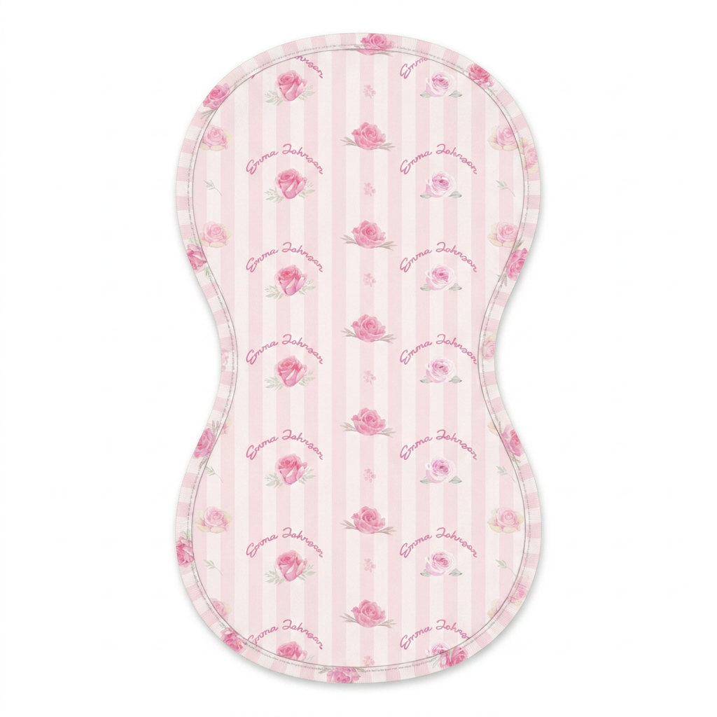 Personalized Bib and Burp Cloths in Rosy