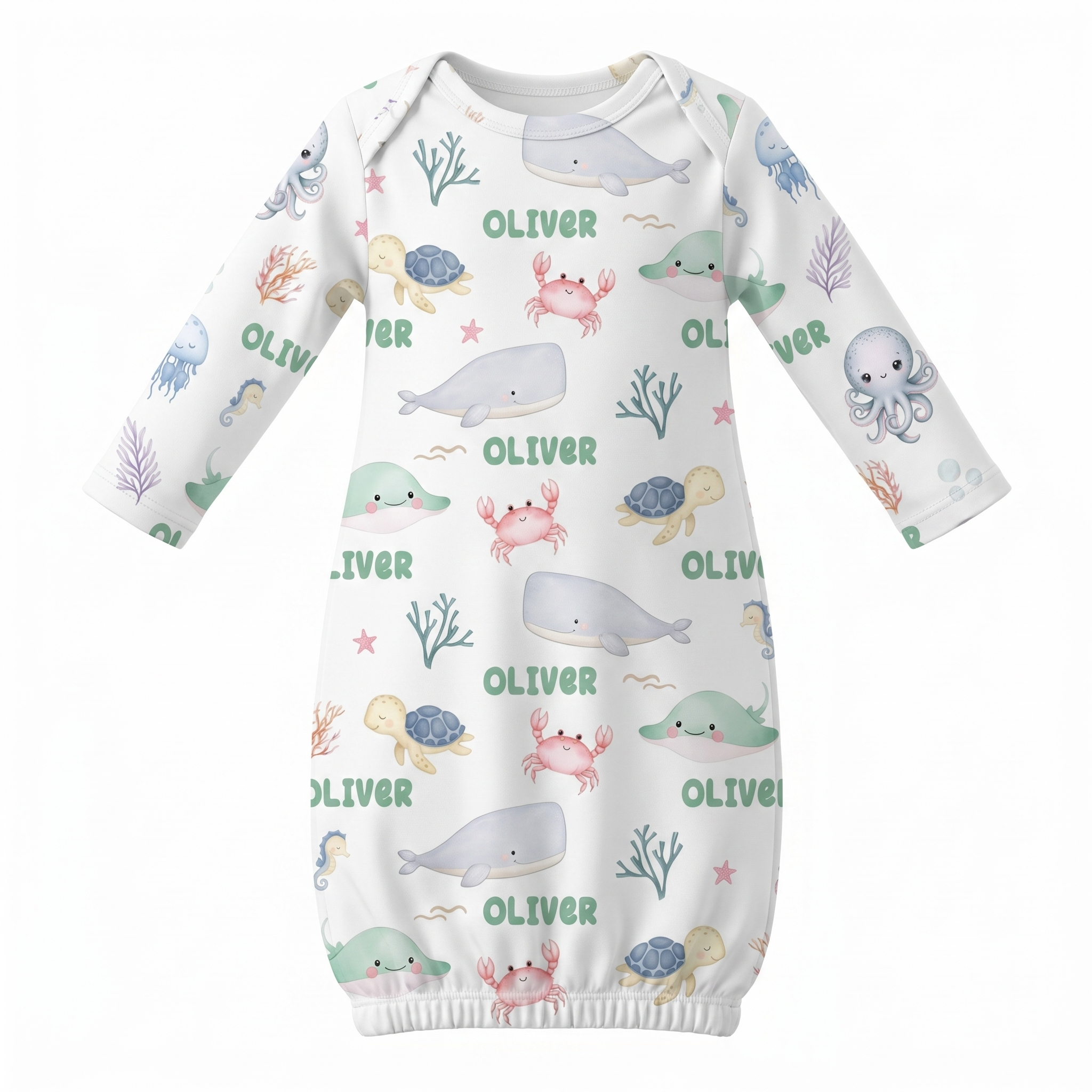 Personalized Sleep Gown in Sea Animals