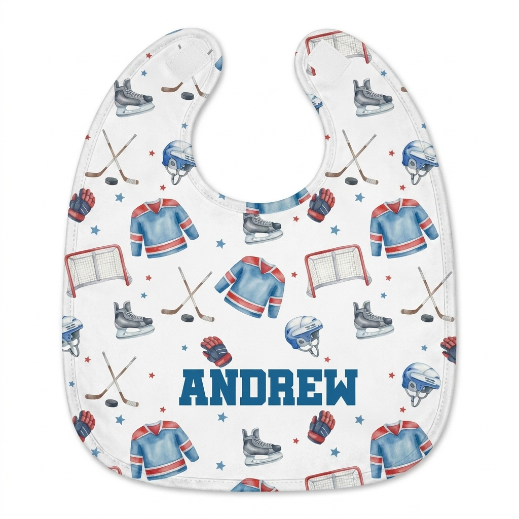 Personalized Bib and Burp Cloths in Ice Hockey