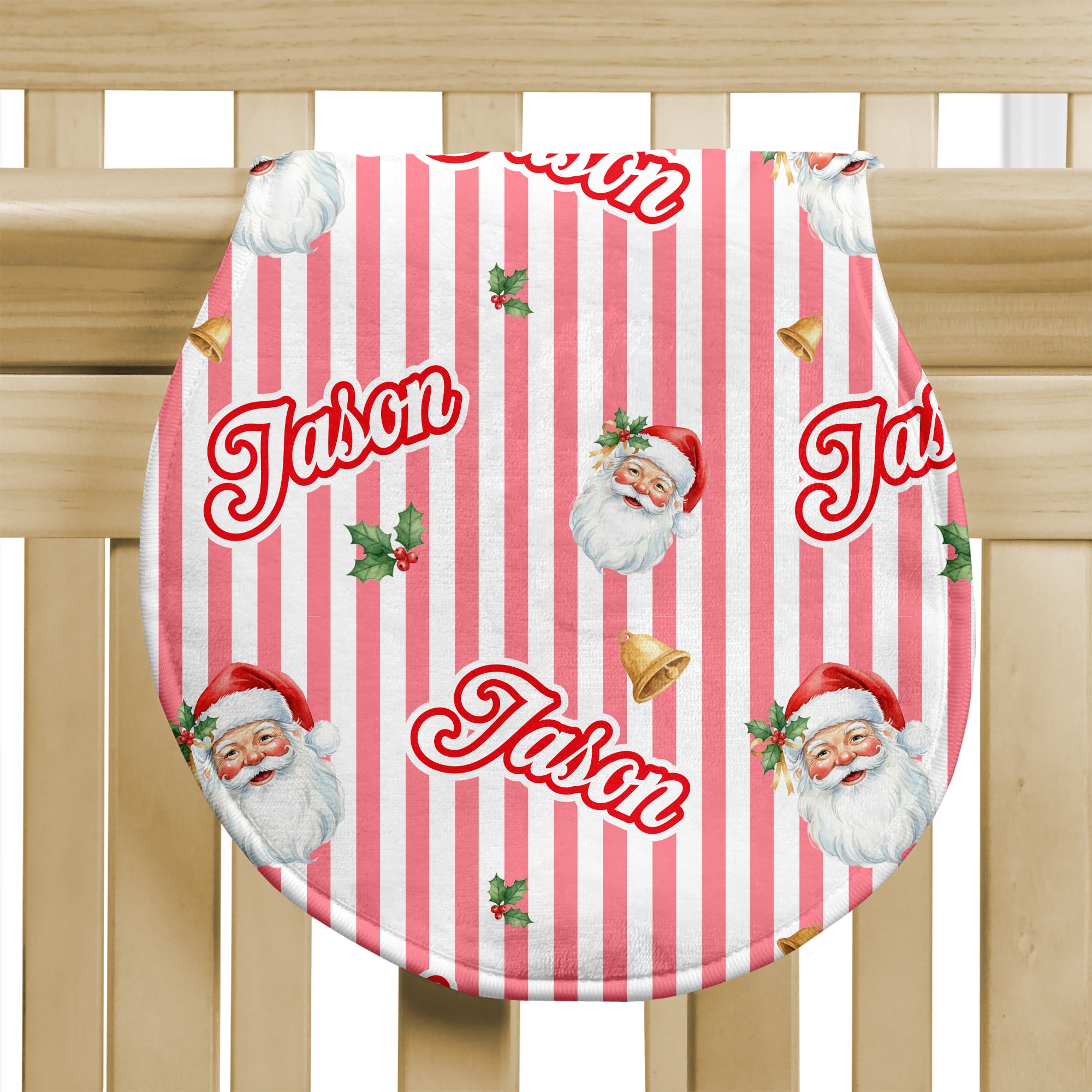Personalized Bib and Burp Cloth Set in Santa Baby