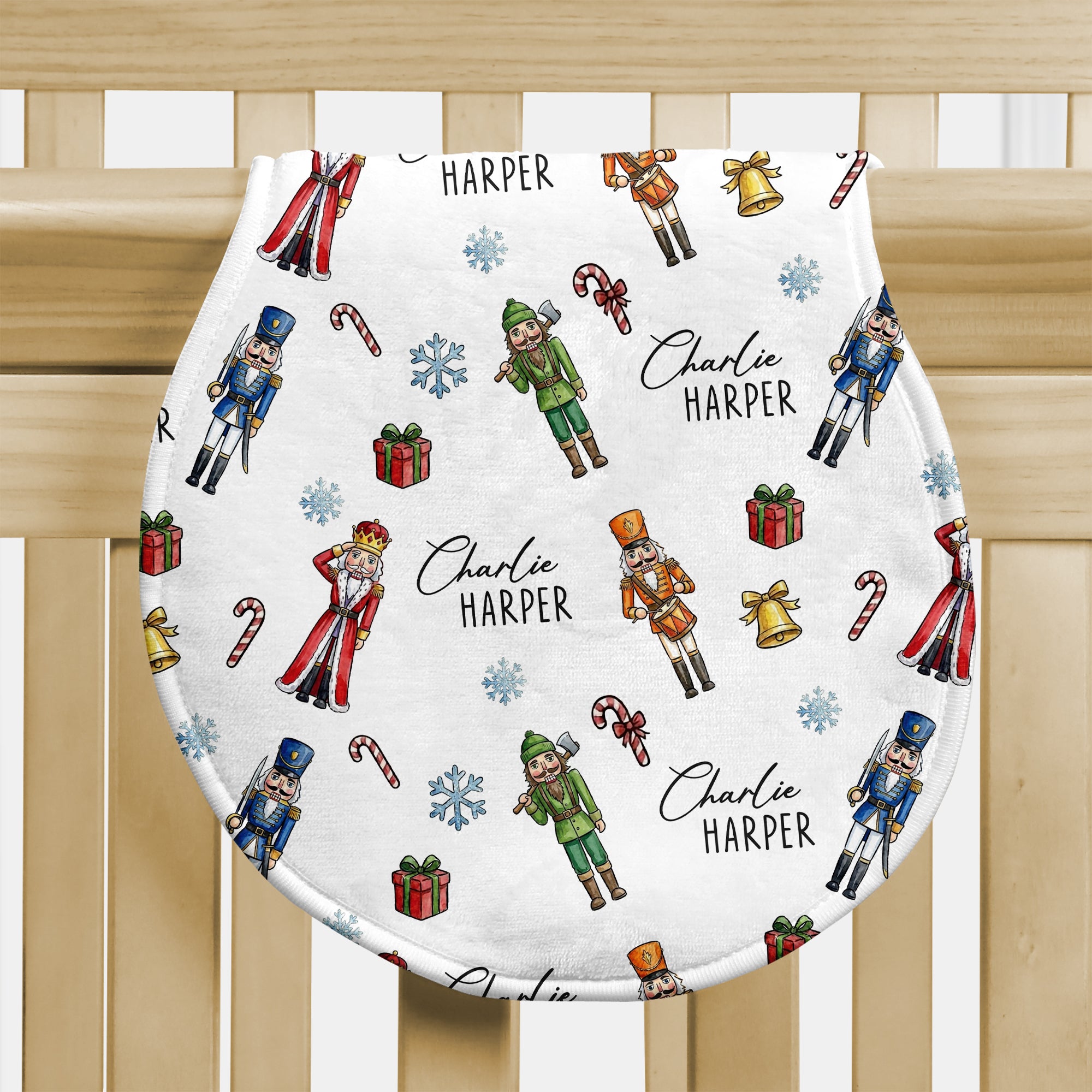 Personalized Bib and Burp Cloth Set in Nutcracker