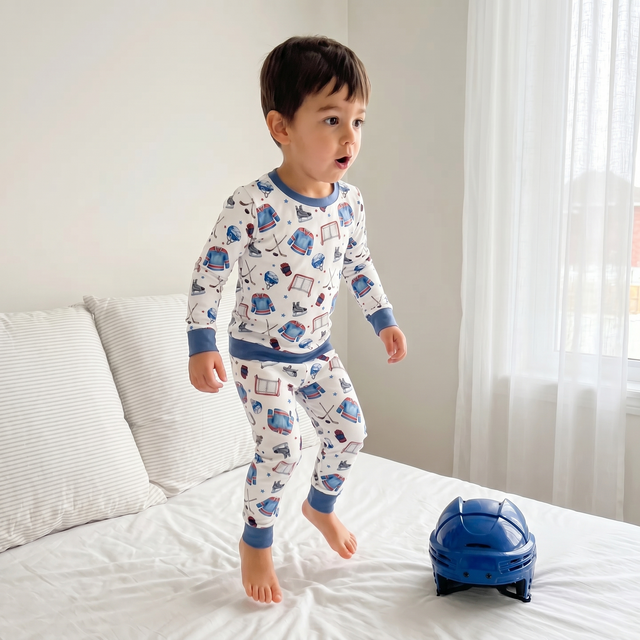 Personalized Baby Pajama Set in Ice Hockey