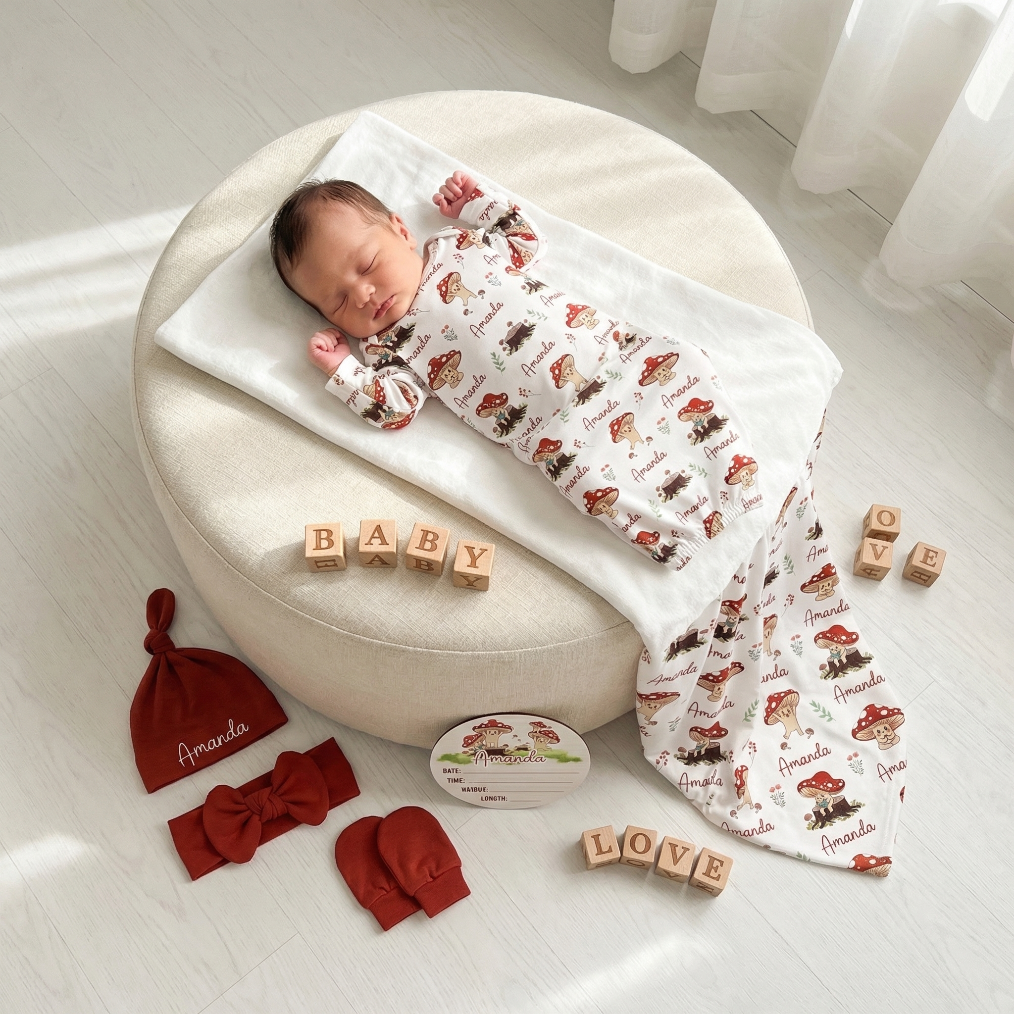 Personalized Sleep Gown in Mushroom