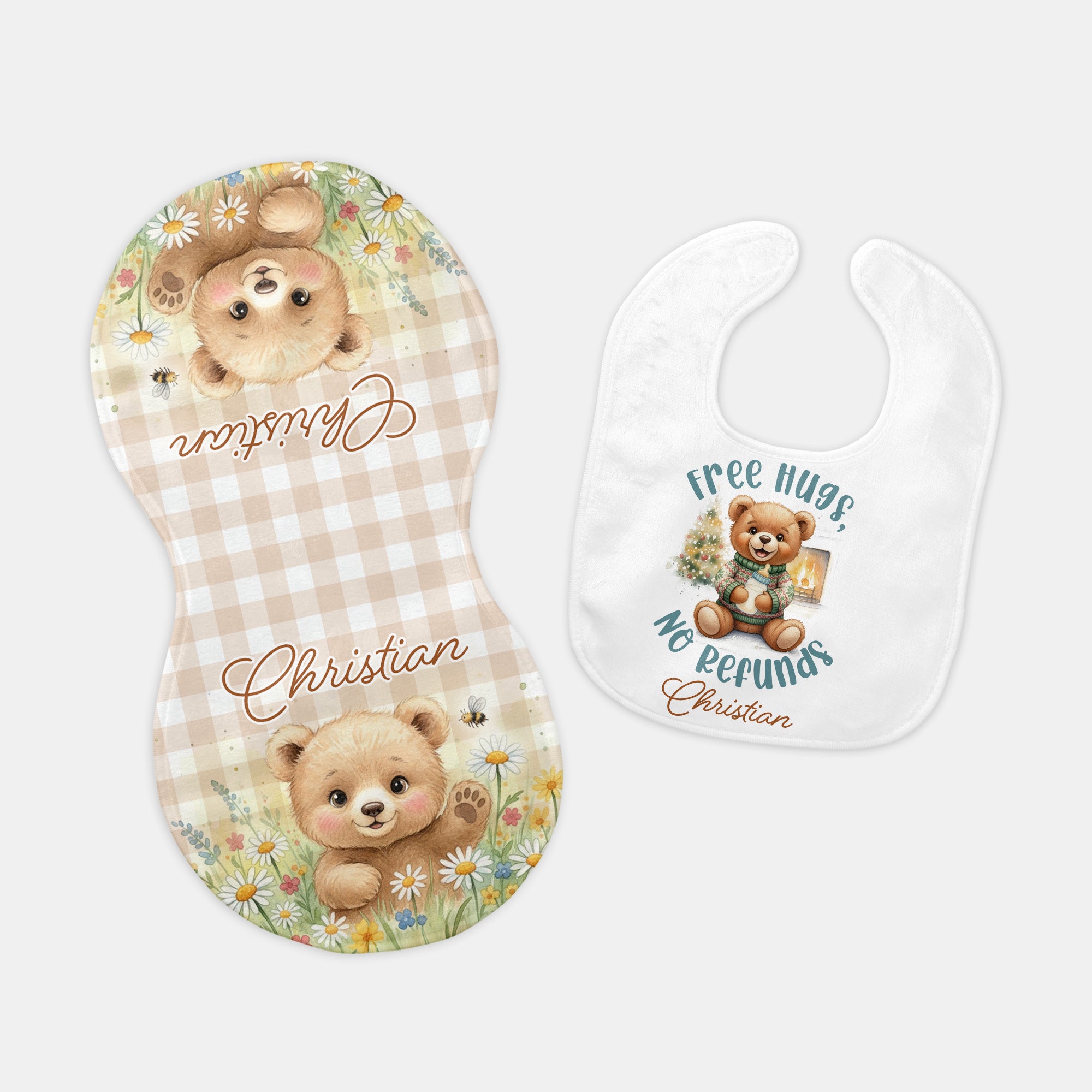 Personalized Bib in Cozy Bear