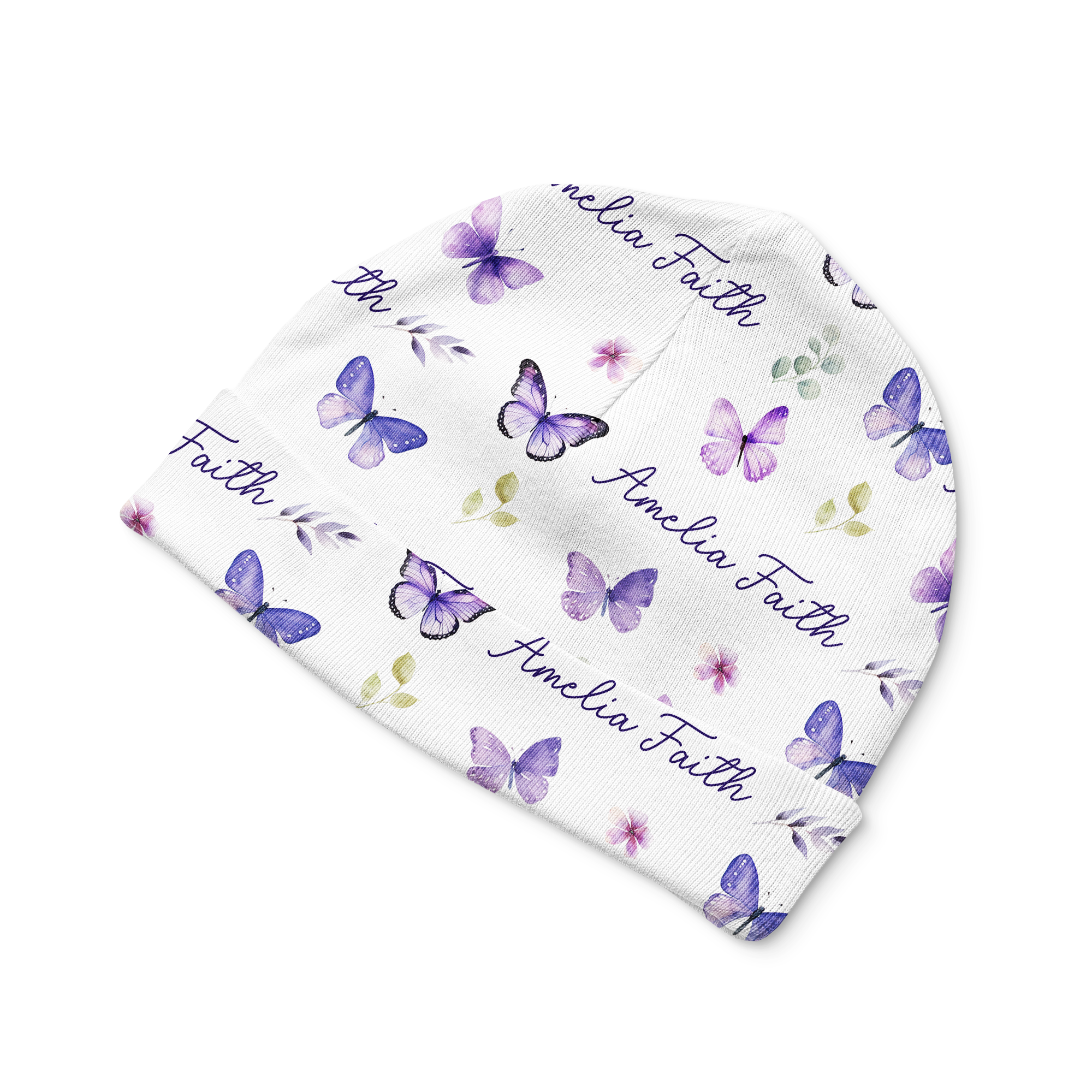 Personalized Beanie in Purple Butterfly