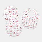 Personalized Bib and Burp Cloth Set in Pink Butterfly