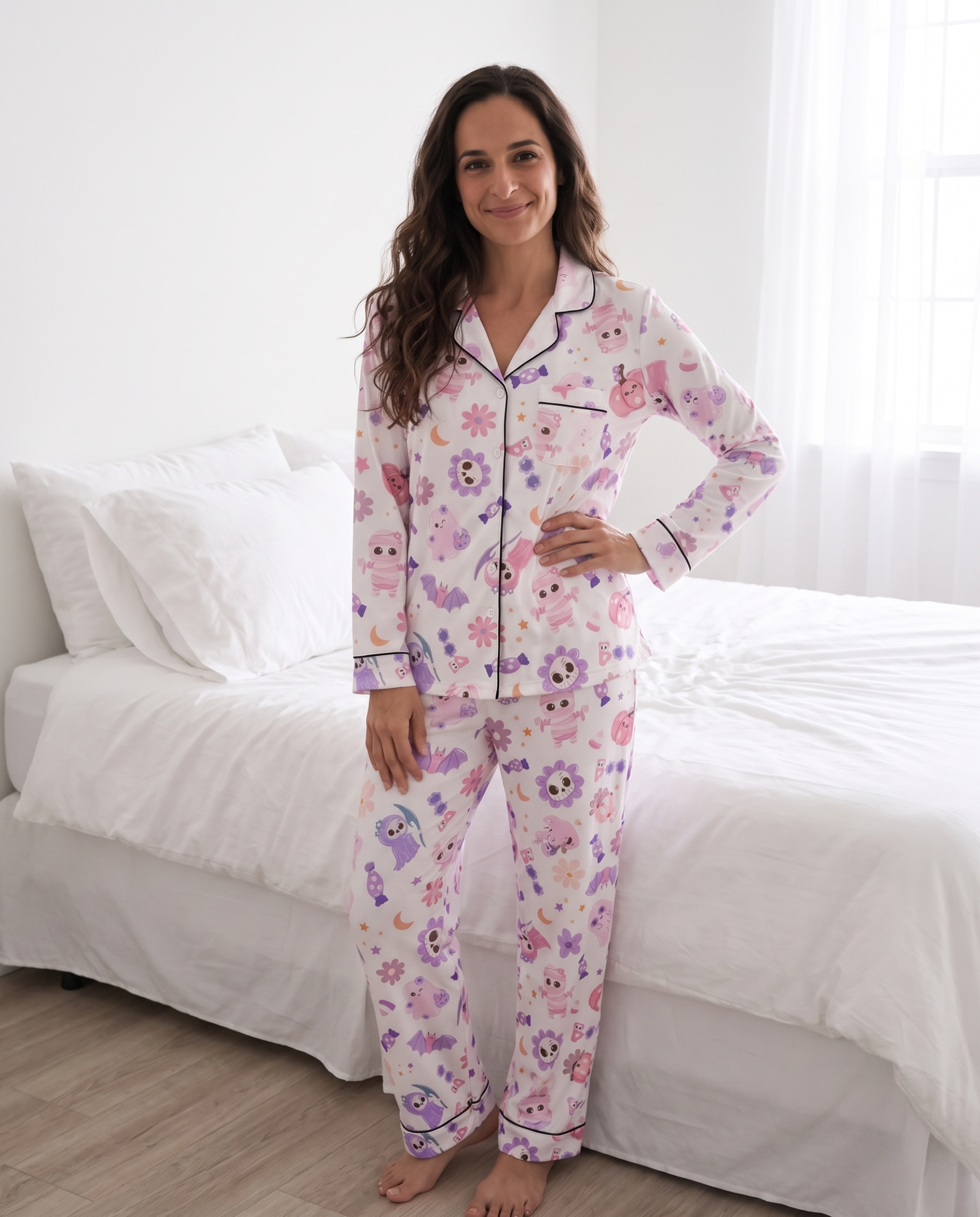 Long-Sleeved Women's Pajama Set in Blush Boo