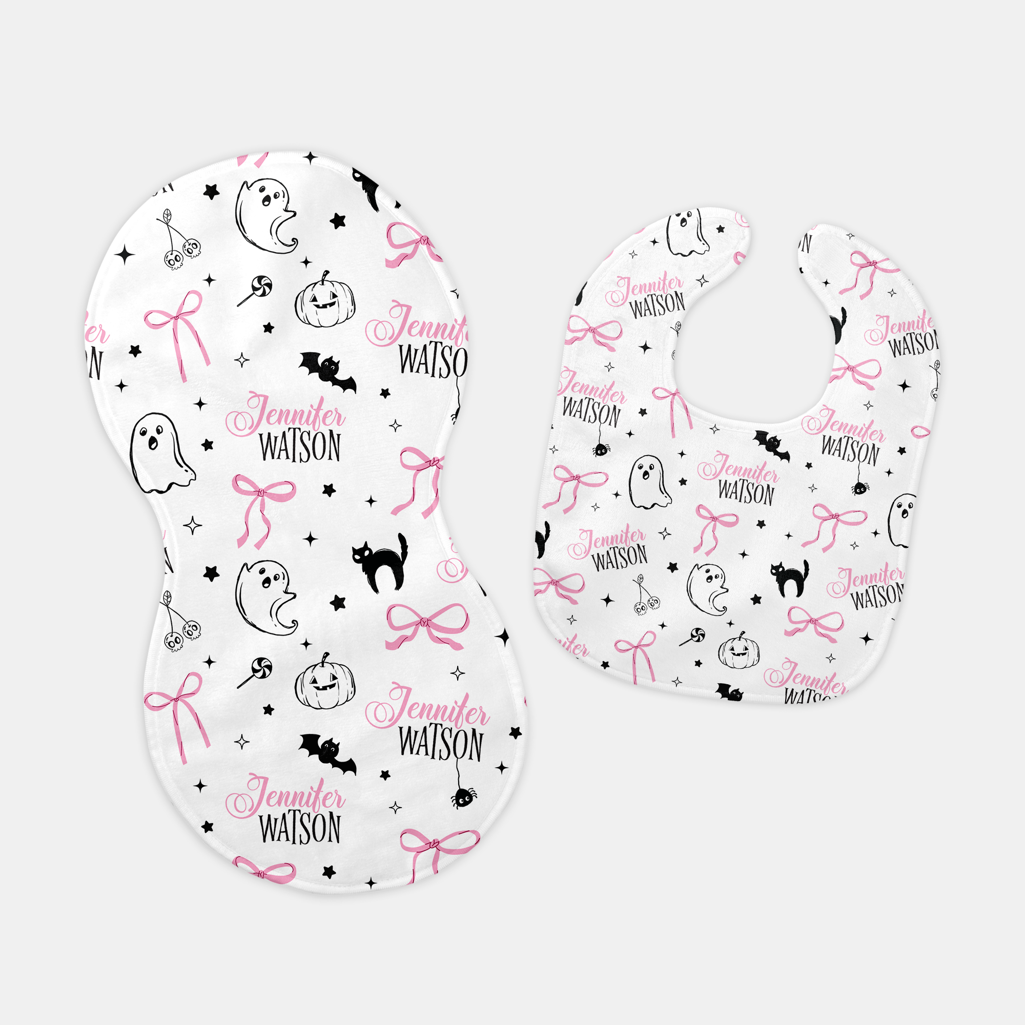 Boo Babes Personalized Bib and Burp Cloth Set