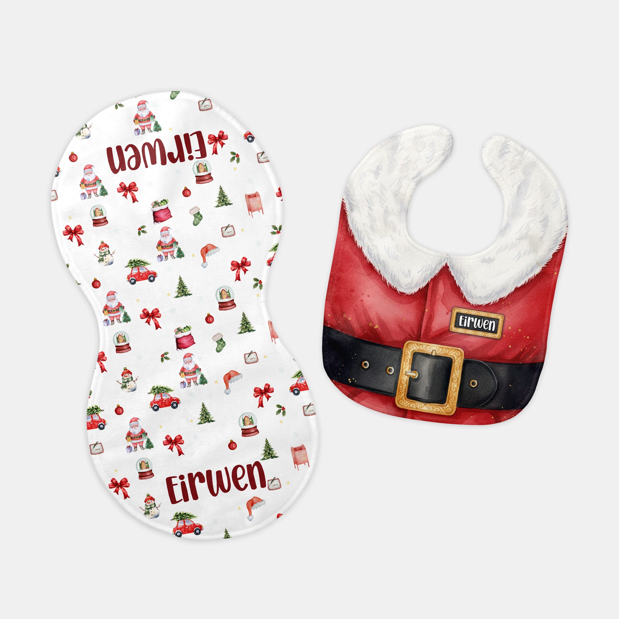 Personalized Graphic Bib in Santa Suit