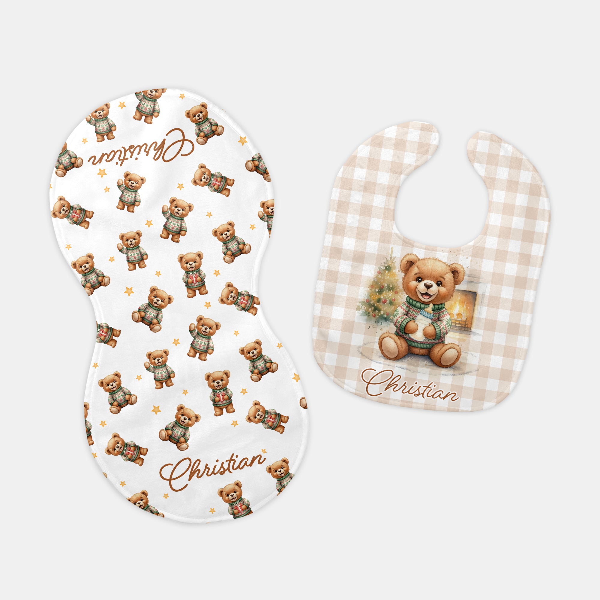 Personalized Bib in Cozy Bear