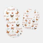 Personalized Bib and Burp Cloth Set in Orange Butterfly