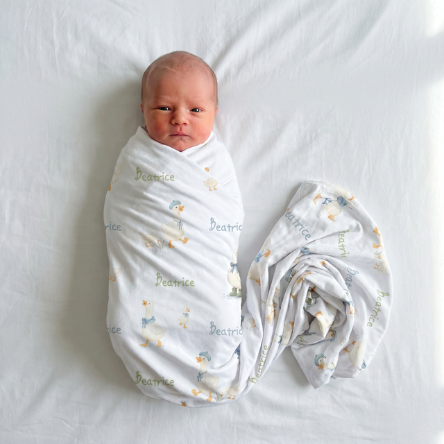 Personalized Swaddle in Silly Goose