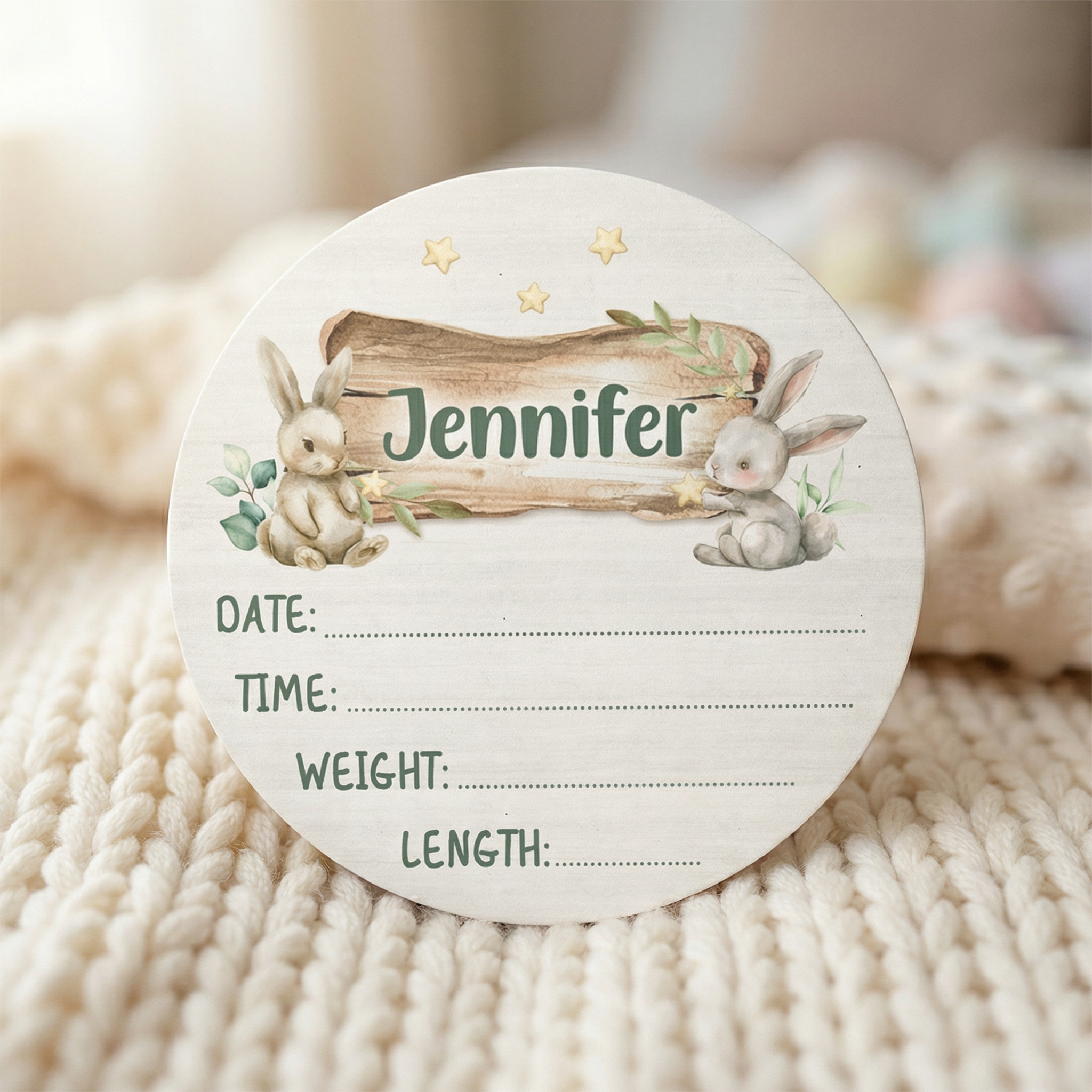 Personalized Wooden Sign in Bunny Garden