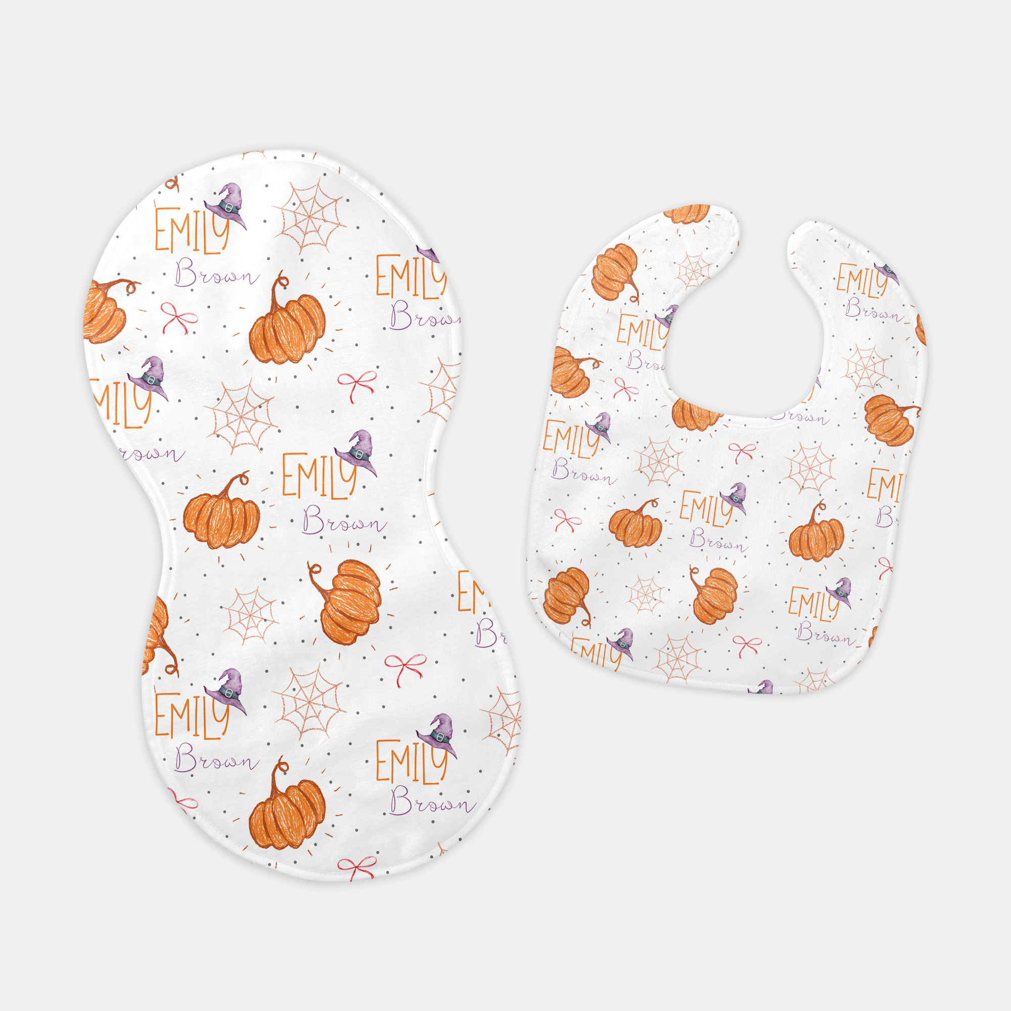 Little Pumpkin Personalized Bib and Burp Cloth Set