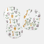 Personalized Bib and Burp Cloth Set in Safari Animal