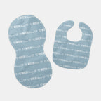 Personalized Bib and Burp Cloth Set Mono Name in Light Dutty Blue