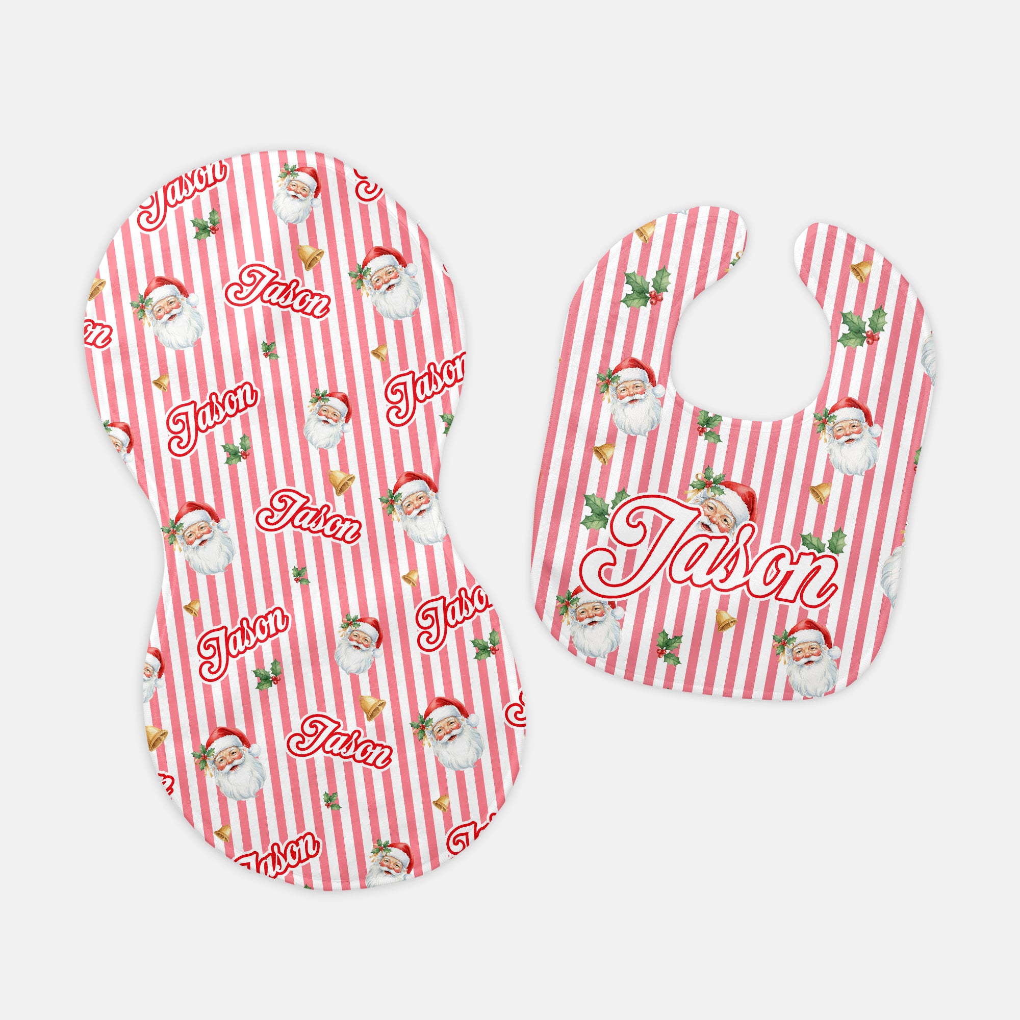 Santa Baby Personalized Bib and Burp Cloth Set