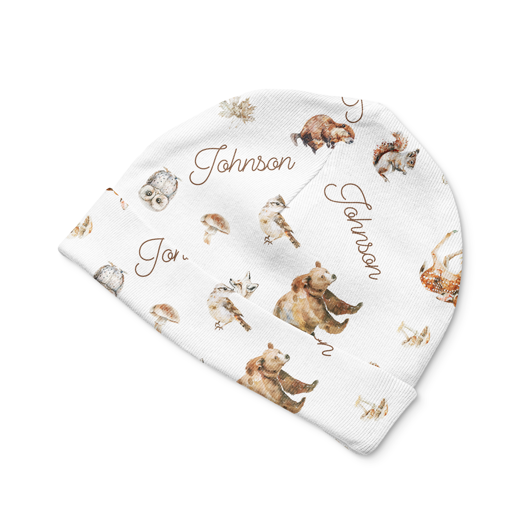 Personalized Beanie in Woodland Animals