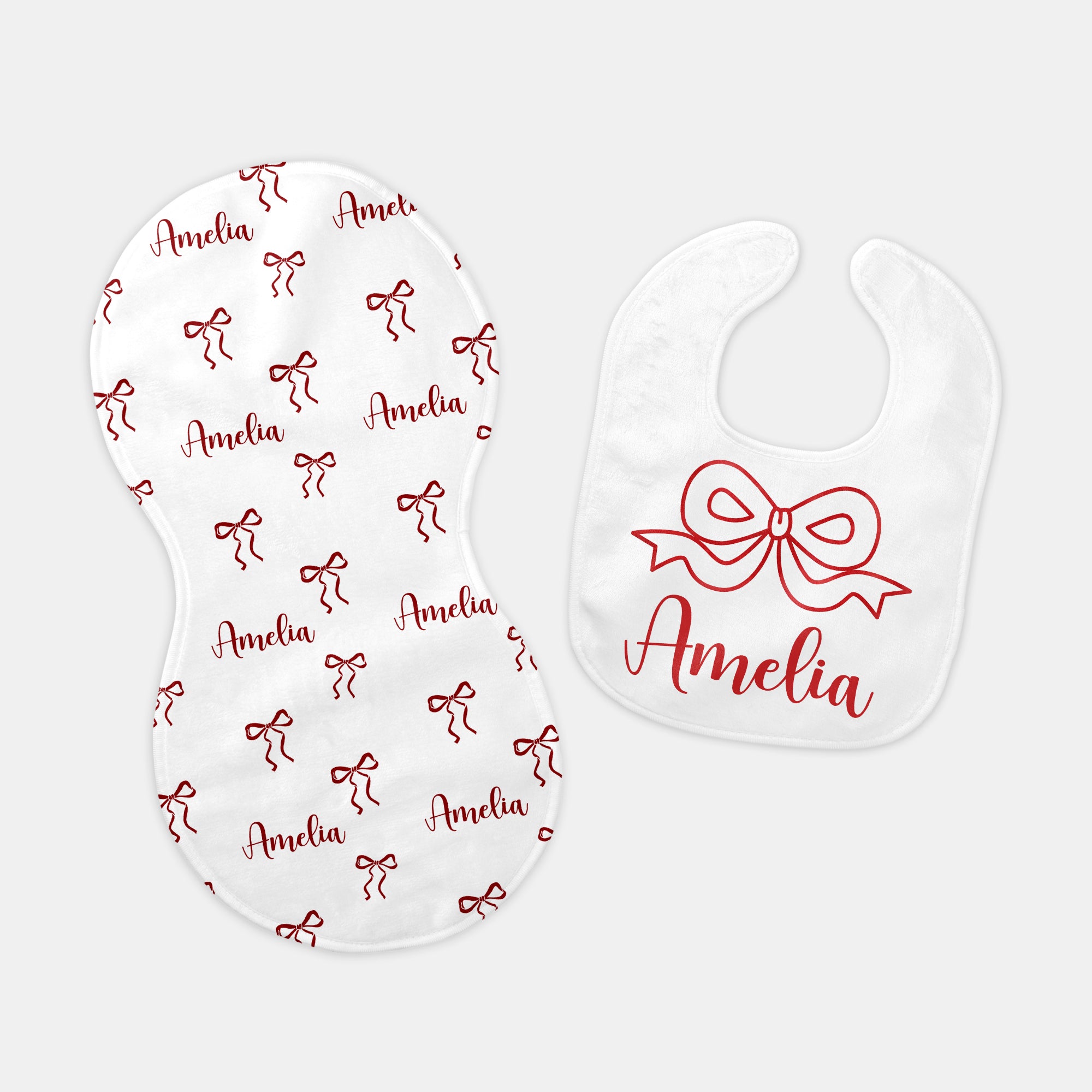 Personalized Bib in Coquette Ribbon