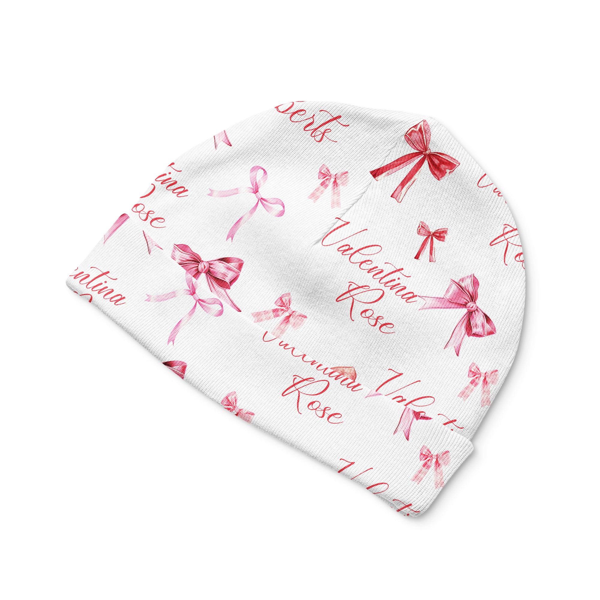 Personalized Beanie in White Coquette Bow