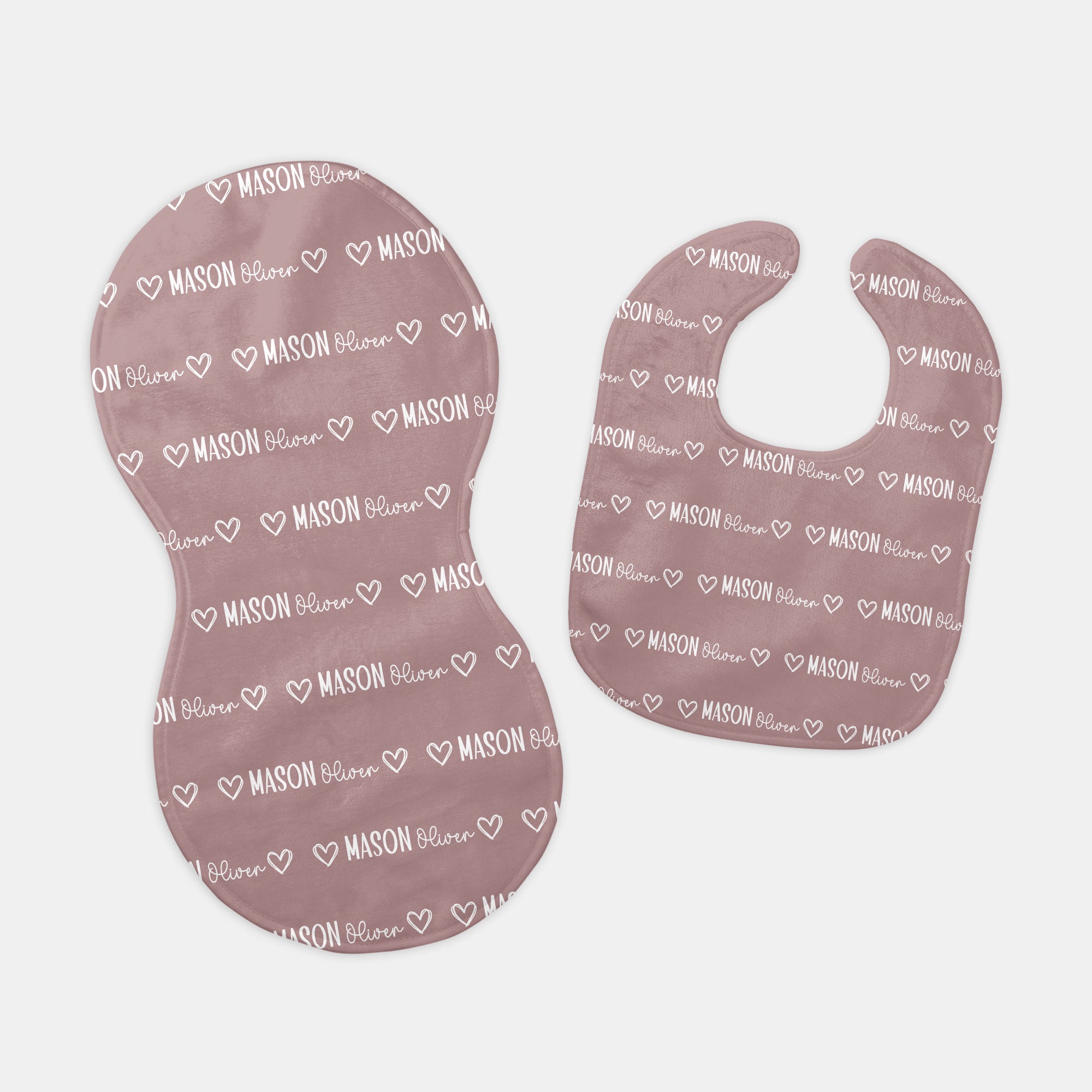 Personalized Bib and Burp Cloth Set in Mono Name
