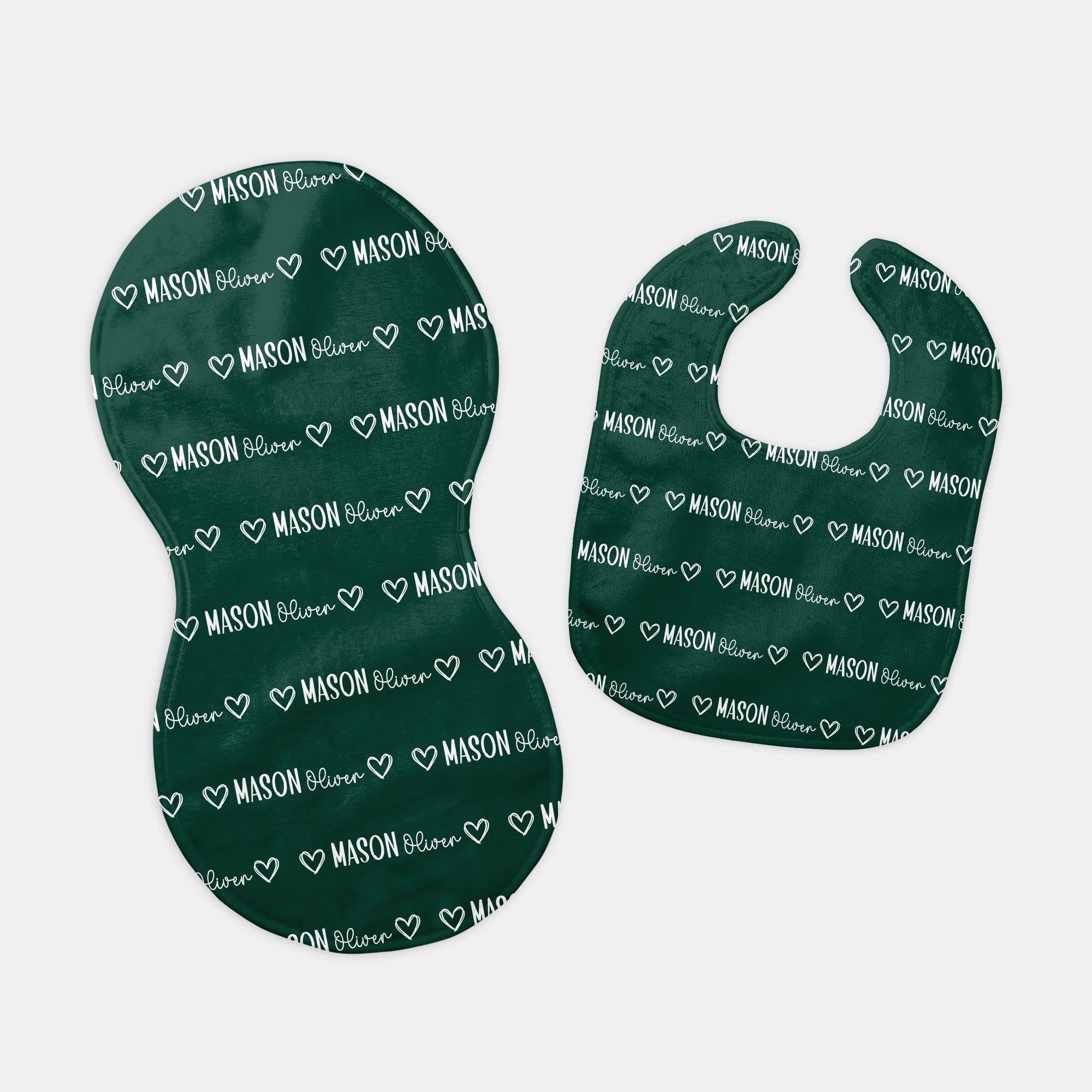Personalized Bib and Burp Cloth Set in Mono Name