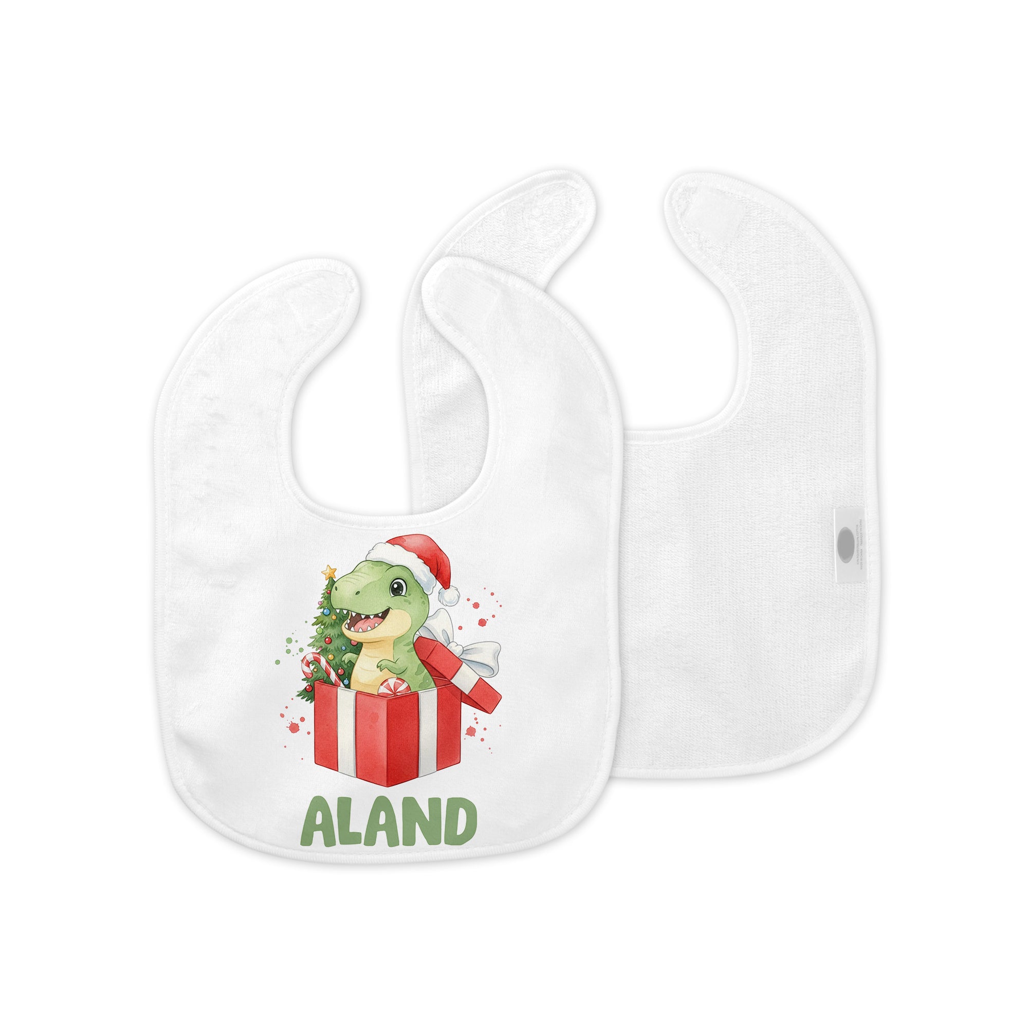 Personalized Bib in Dinosaur's Christmas