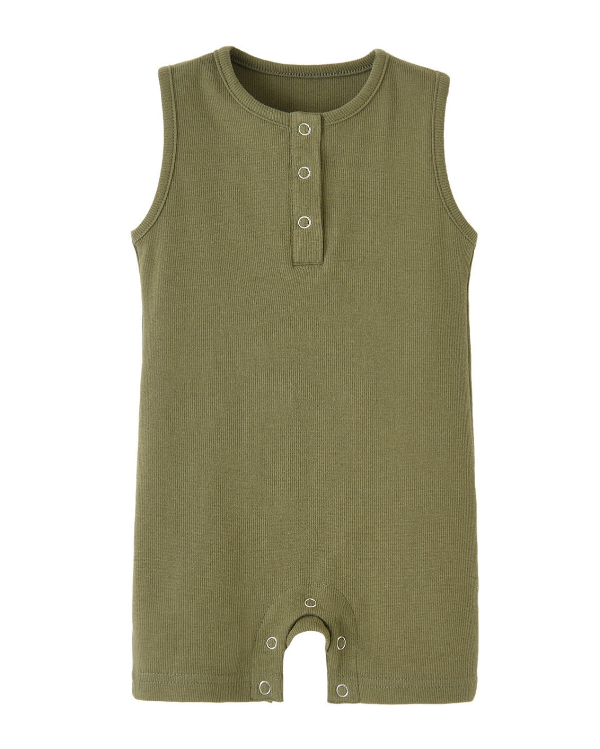 Sleeveless Snap Romper in Green