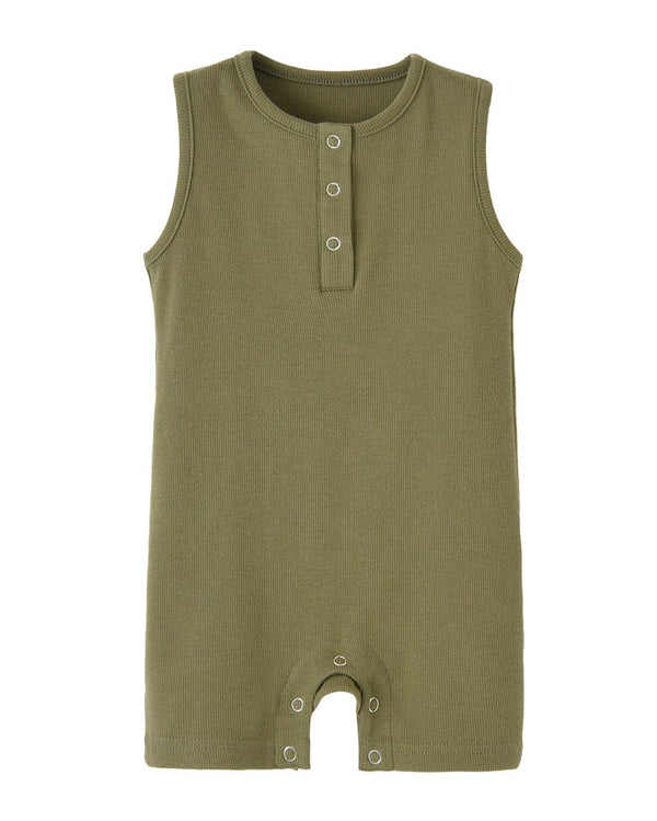 Sleeveless Snap Romper in Green