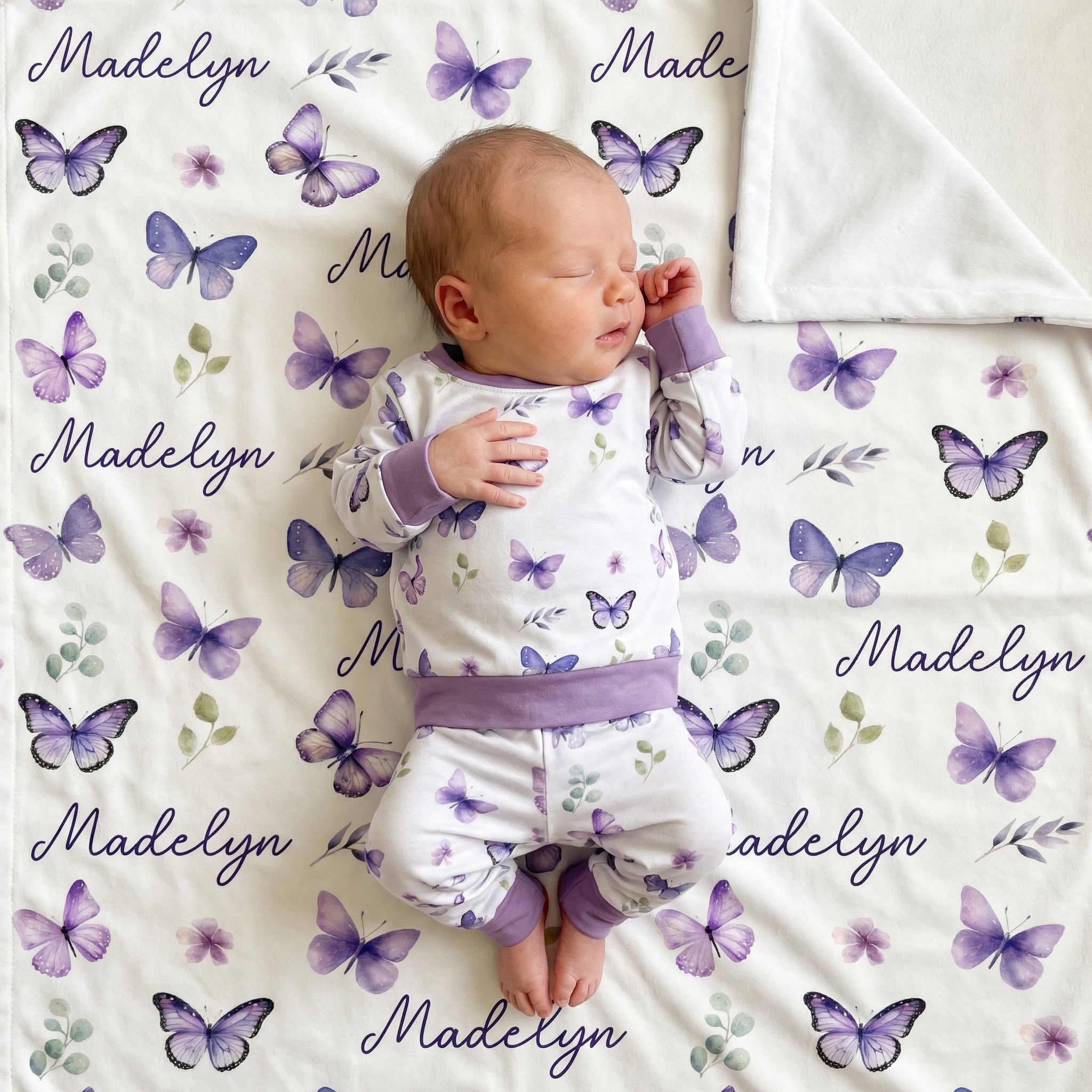 Personalized Blanket in Purple Butterfly