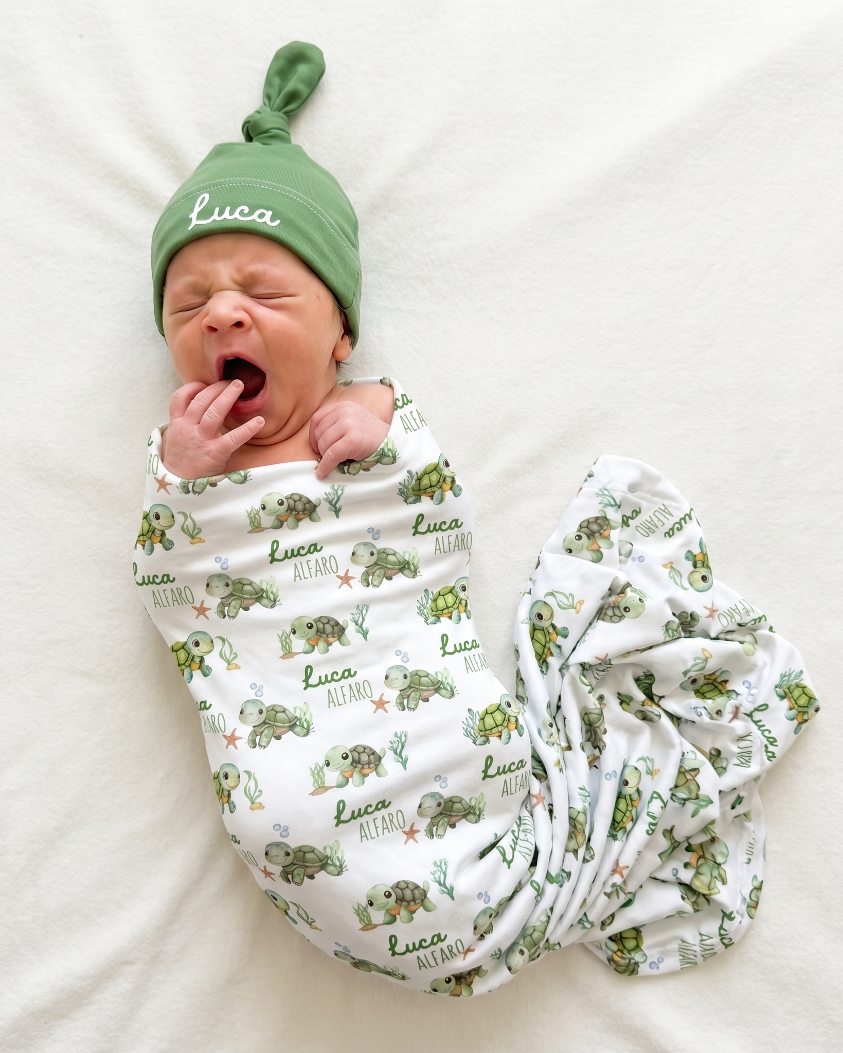 Personalized Swaddle in Sea Turtle