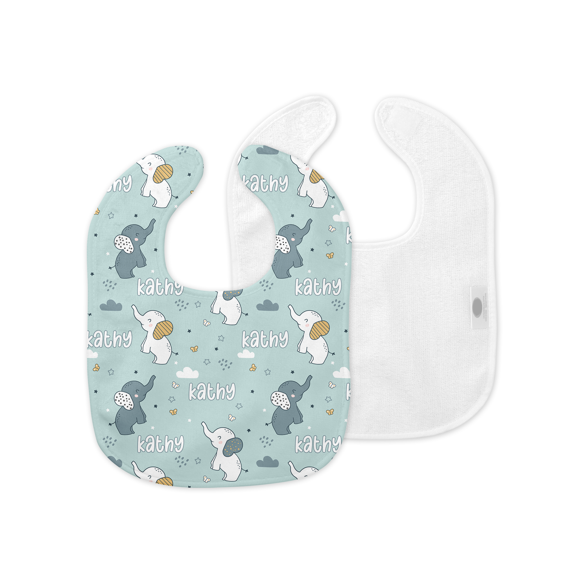 Personalized Bib and Burp Cloth Set in Elephant