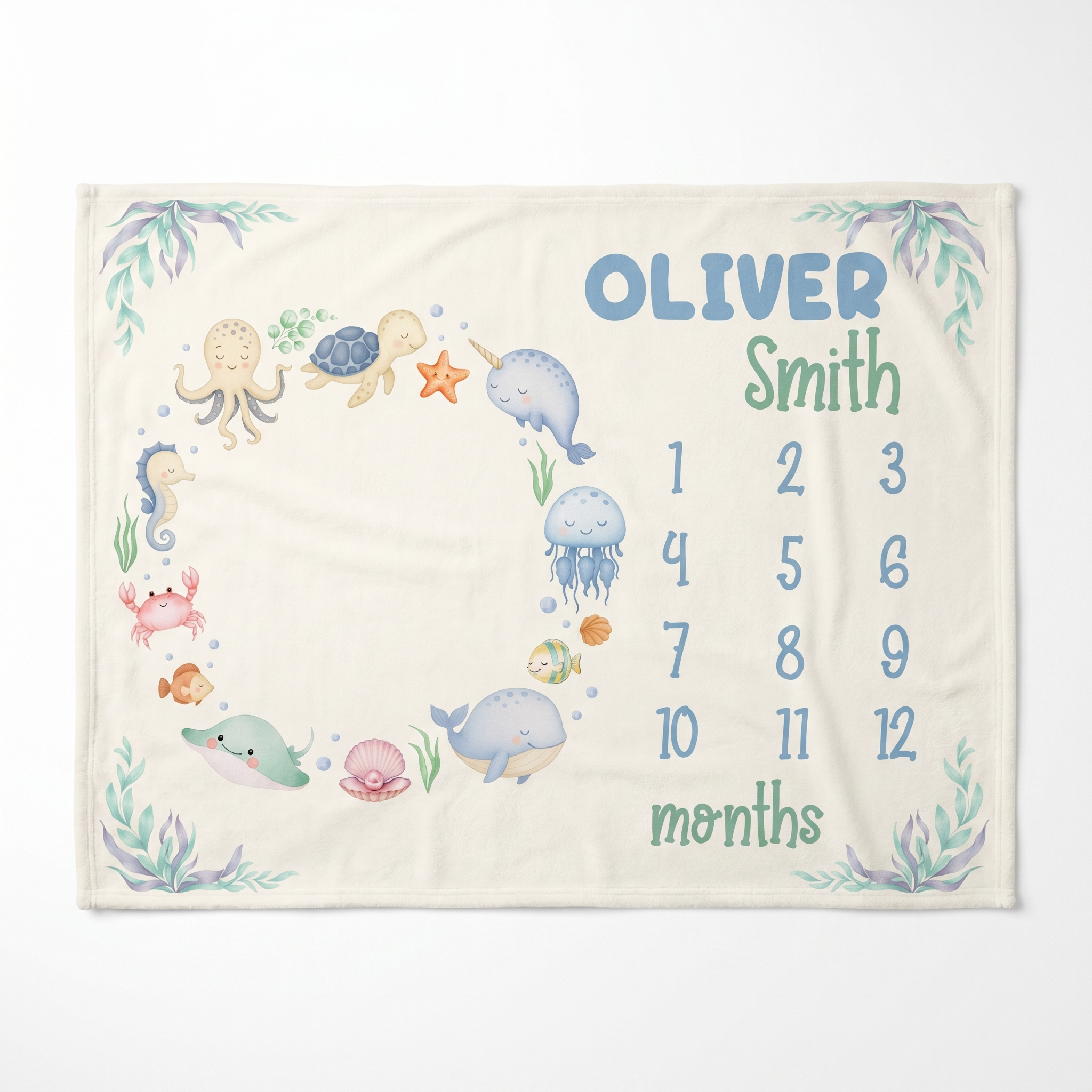 Milestone Blanket in Sea Animals