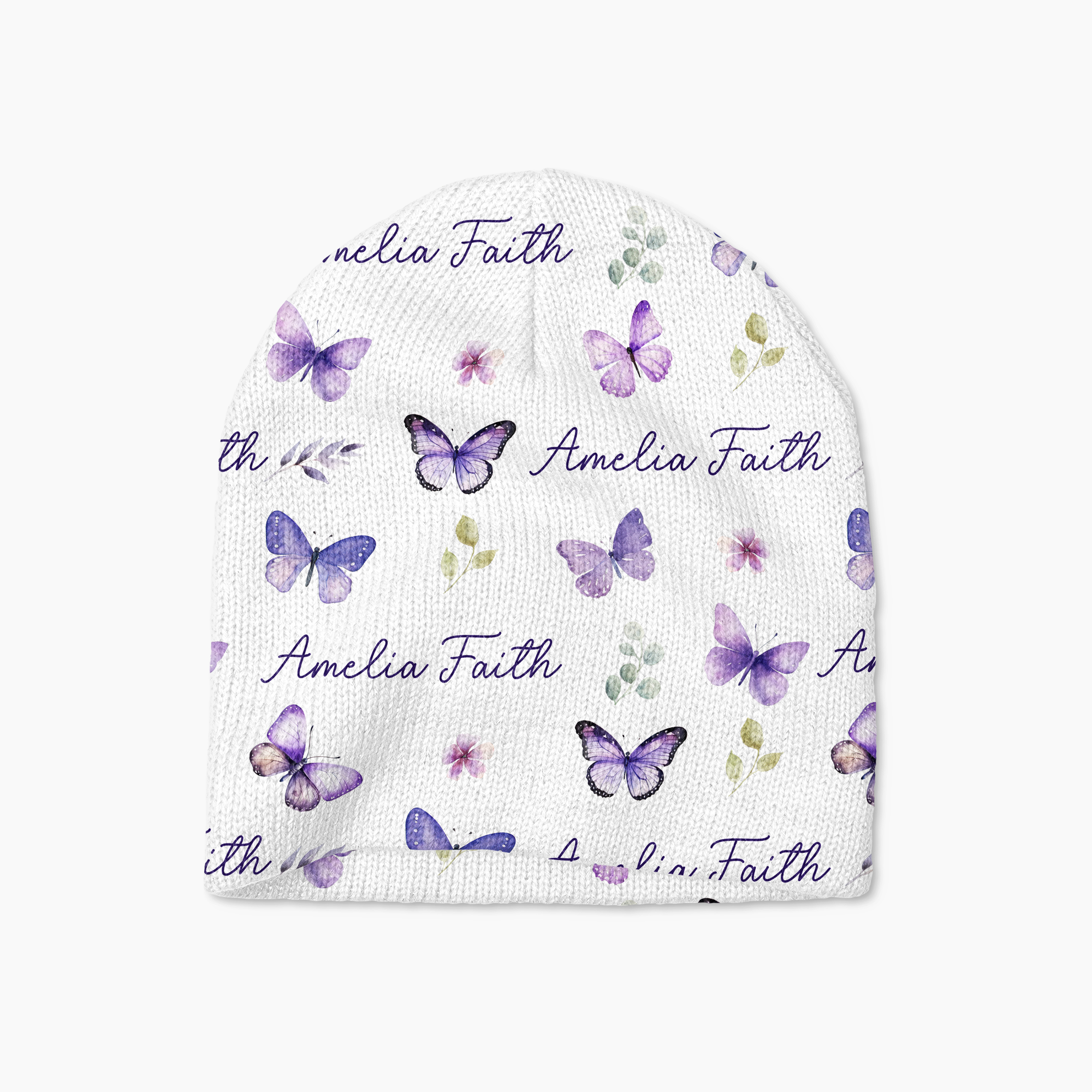 Personalized Beanie in Purple Butterfly